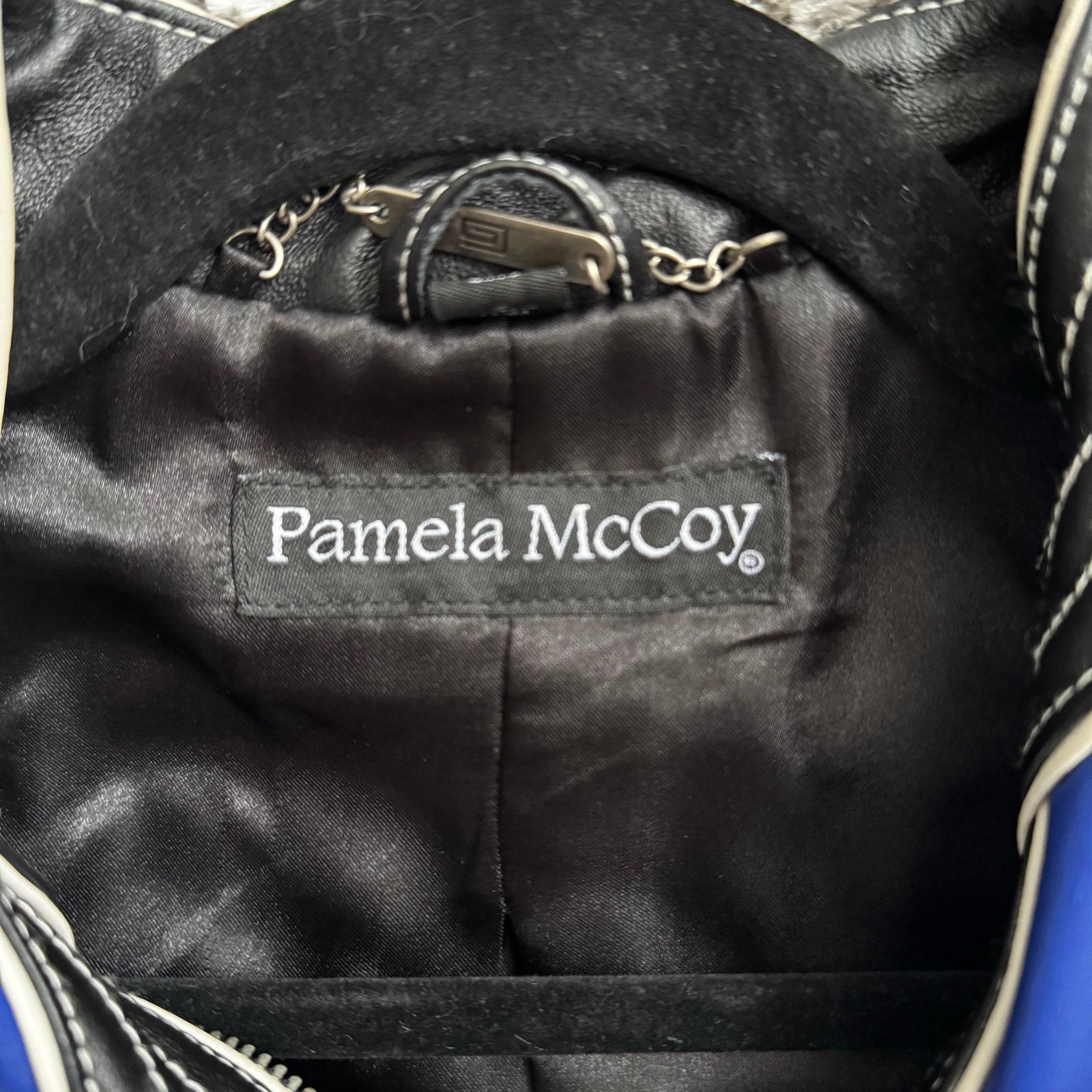 Vintage Vintage Y2K Pamela McCoy Moto Biker Blue Leather Jacket Size S / US 4 / IT 40 - 4 Thumbnail