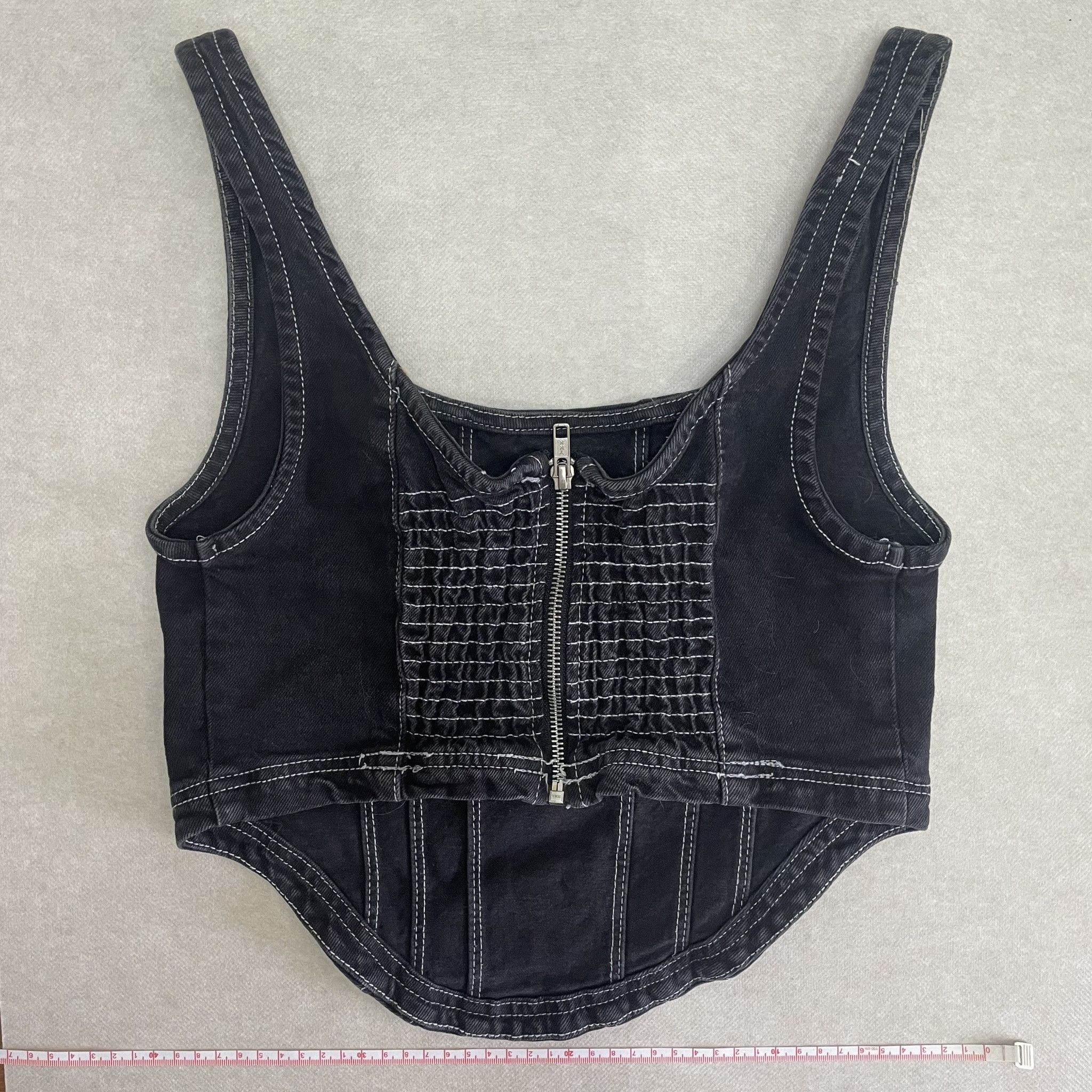 Other Black Denim Corset Top - Contrast Stitching Size S / US 4 / IT 40 - 2 Thumbnail
