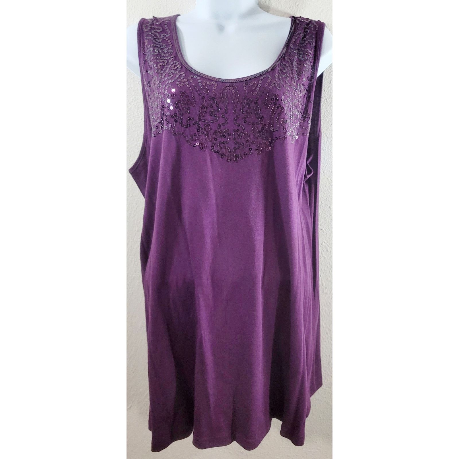 Other Woman Within Purple Sequin Sleeveless Top 1X Plus NWOT Size XXL / US 16-18 / IT 52-54 - 1 Thumbnail
