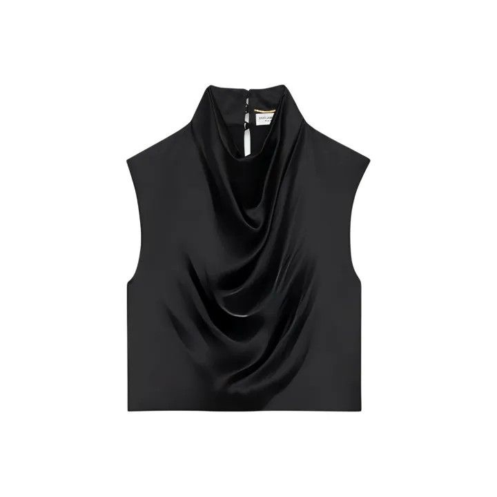 Saint Laurent Paris Saint Laurent Black Cowl Neck Sleeveless Top 0079 Size L / US 10 / IT 46 - 1 Thumbnail
