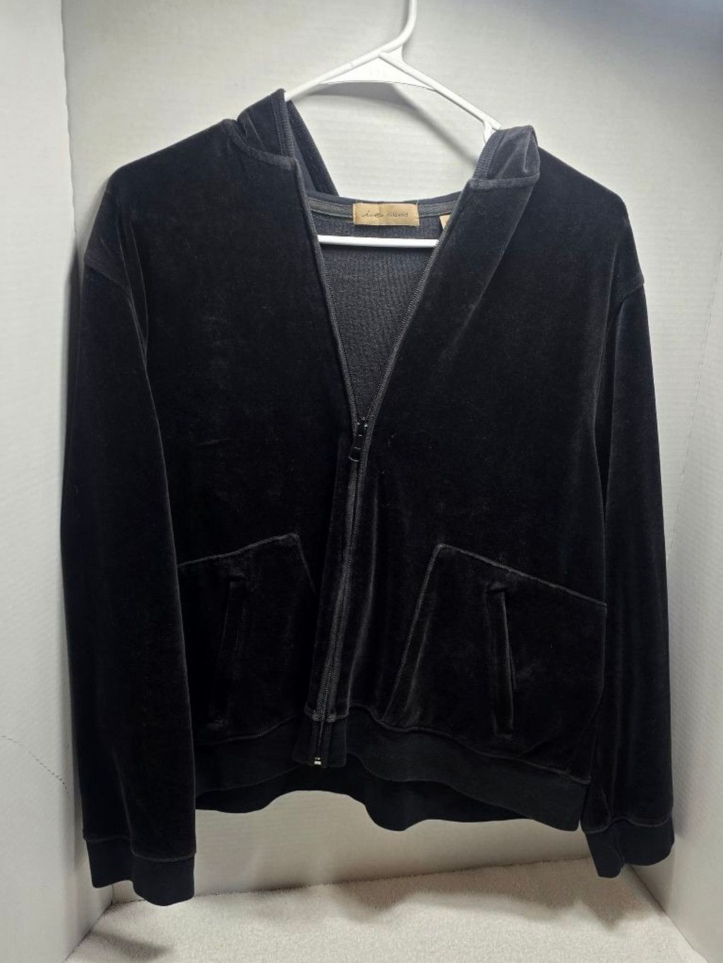The Unbranded Brand Women's i.e. relaxed Black Velour Full-Zip Hoodie L Size L / US 10 / IT 46 - 1 Thumbnail