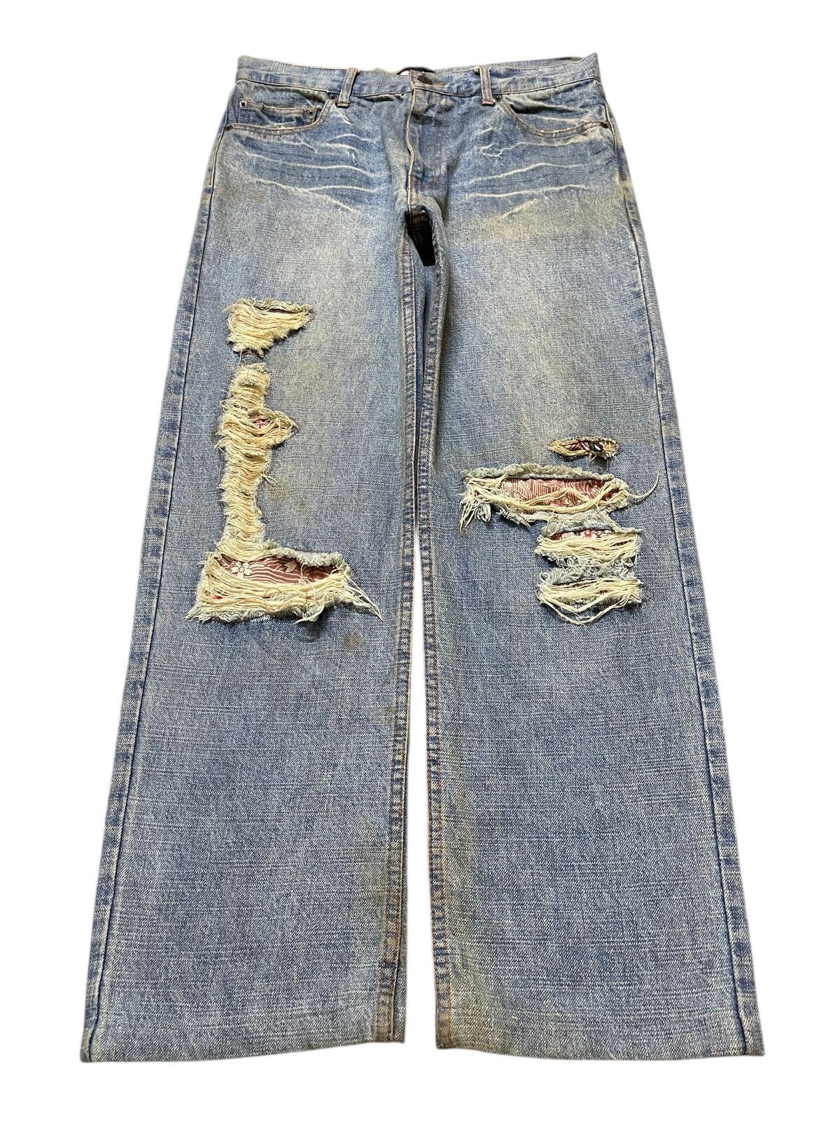 Vintage Japanese Nylaus Distressed Destroyed Baggy Jeans