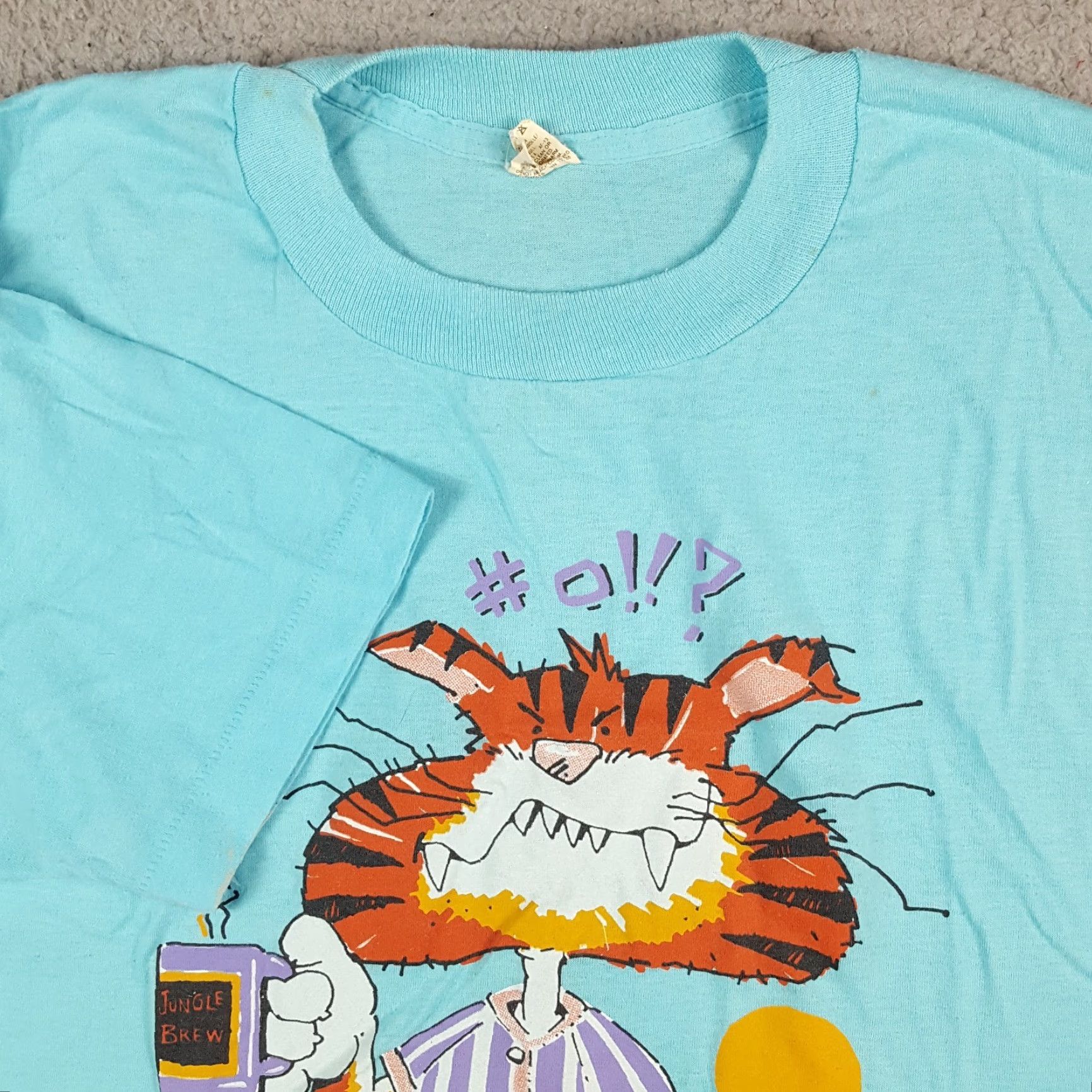 Vintage VINTAGE 90s Funny Morning Cat Cartoon Florida Men's T-Shirt - Screen Stars - Cotton - Blue - Size M Size US M / EU 48-50 / 2 - 6 Thumbnail