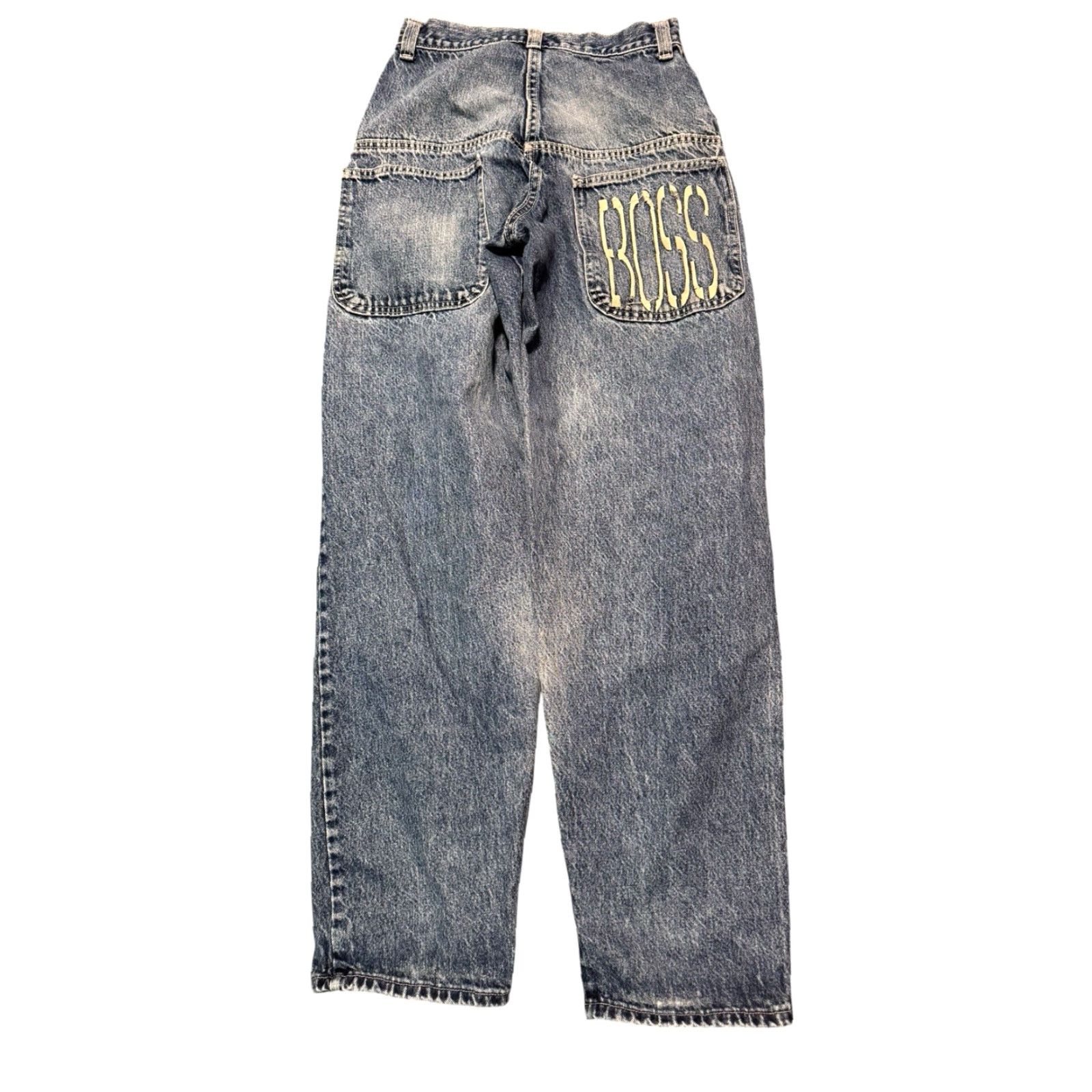 Vintage VINTAGE Hugo Boss Big Logo Baggy Jeans Acid Wash Tapered 27 Inseam 31 Men Blue 90s Retro Logo Jeans Mens Size US 27 - 6 Thumbnail