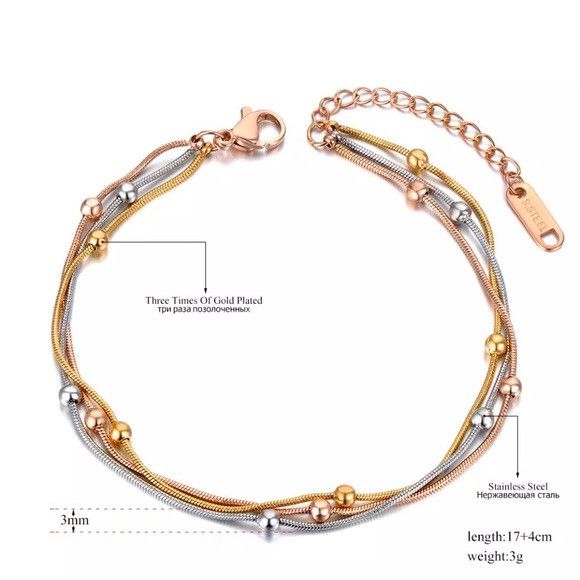 Other Stainless Steel 3 Layer Beaded Bohemia Bracelet Size ONE SIZE - 5 Thumbnail