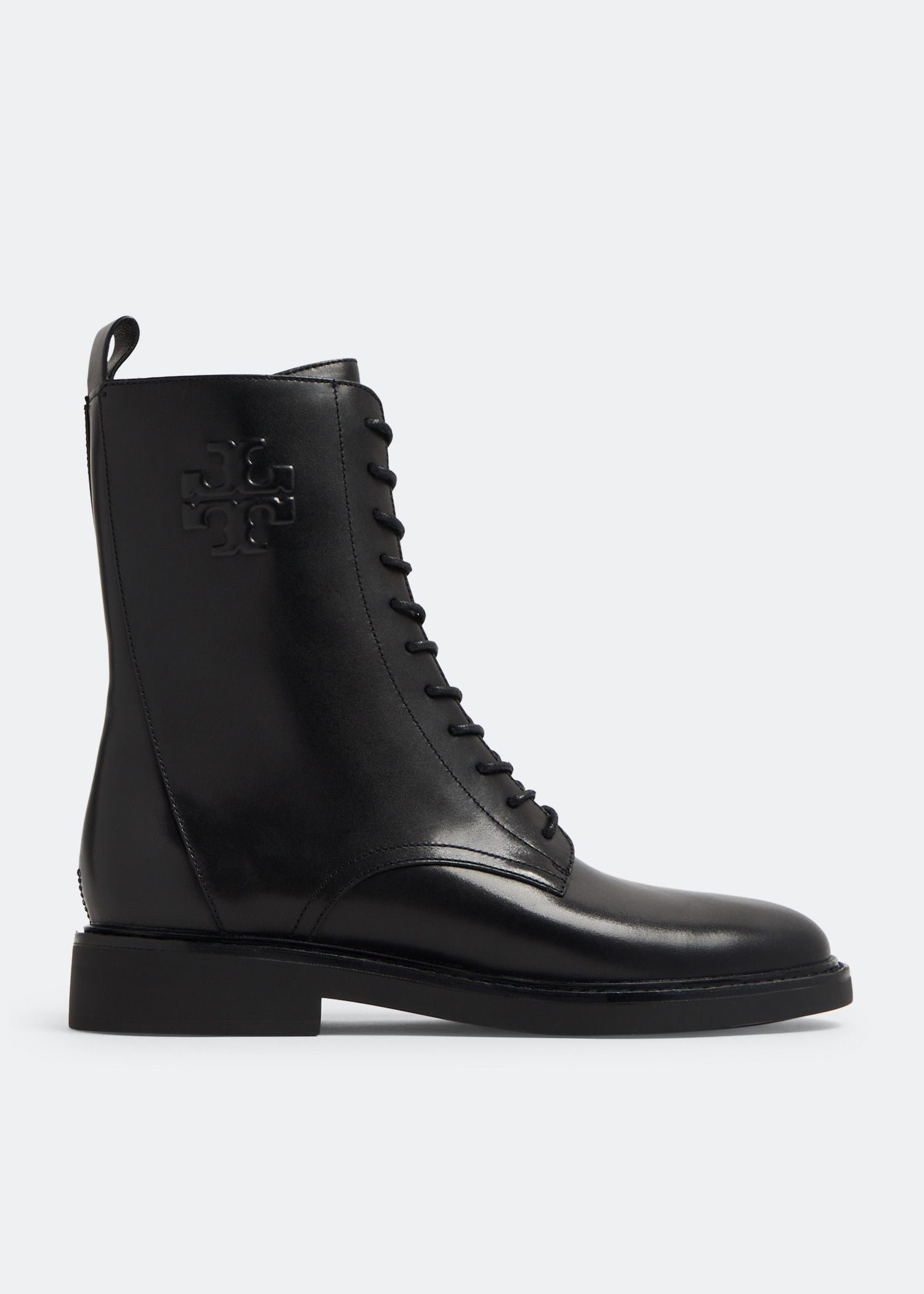 Tory Burch o1s22i1n1024 Double T Combat Boots in Black Size US 7 / IT 37 - 1 Thumbnail