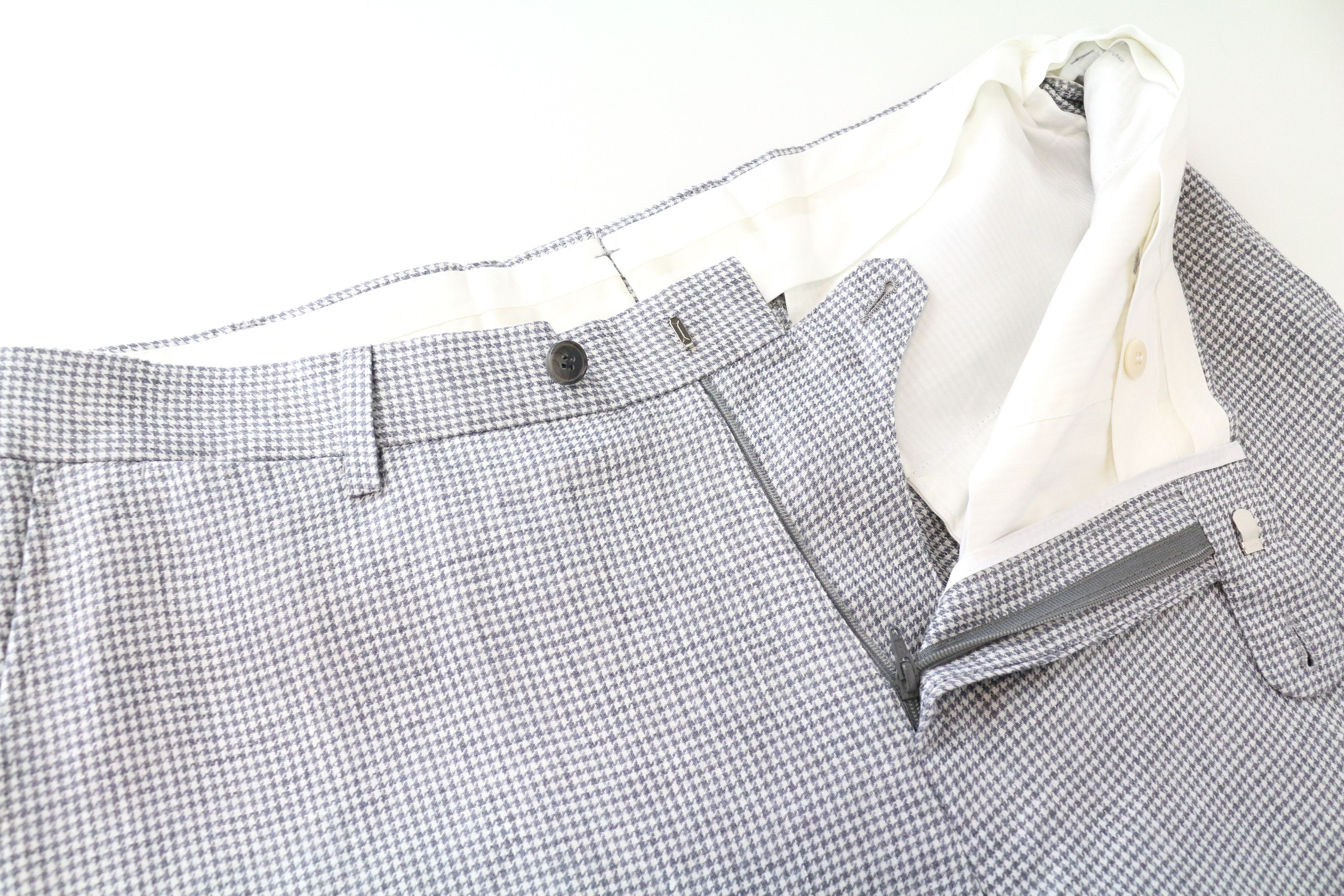 Suitsupply UK42S Grey Linen Patterned Pleated Trousers 60980 Size 42S - 3 Thumbnail