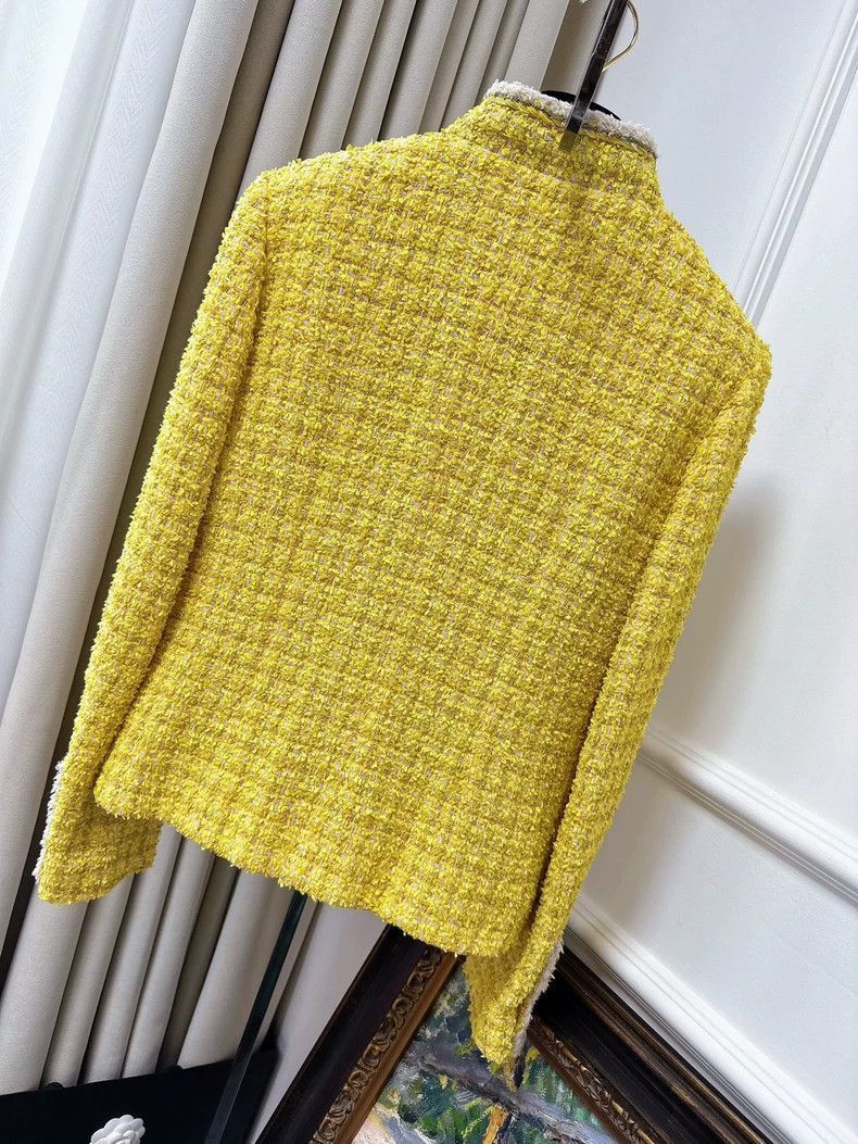 Chanel Chanel Yellow Checkered Four-Pocket Woven Jacket Size S / US 4 / IT 40 - 2 Thumbnail