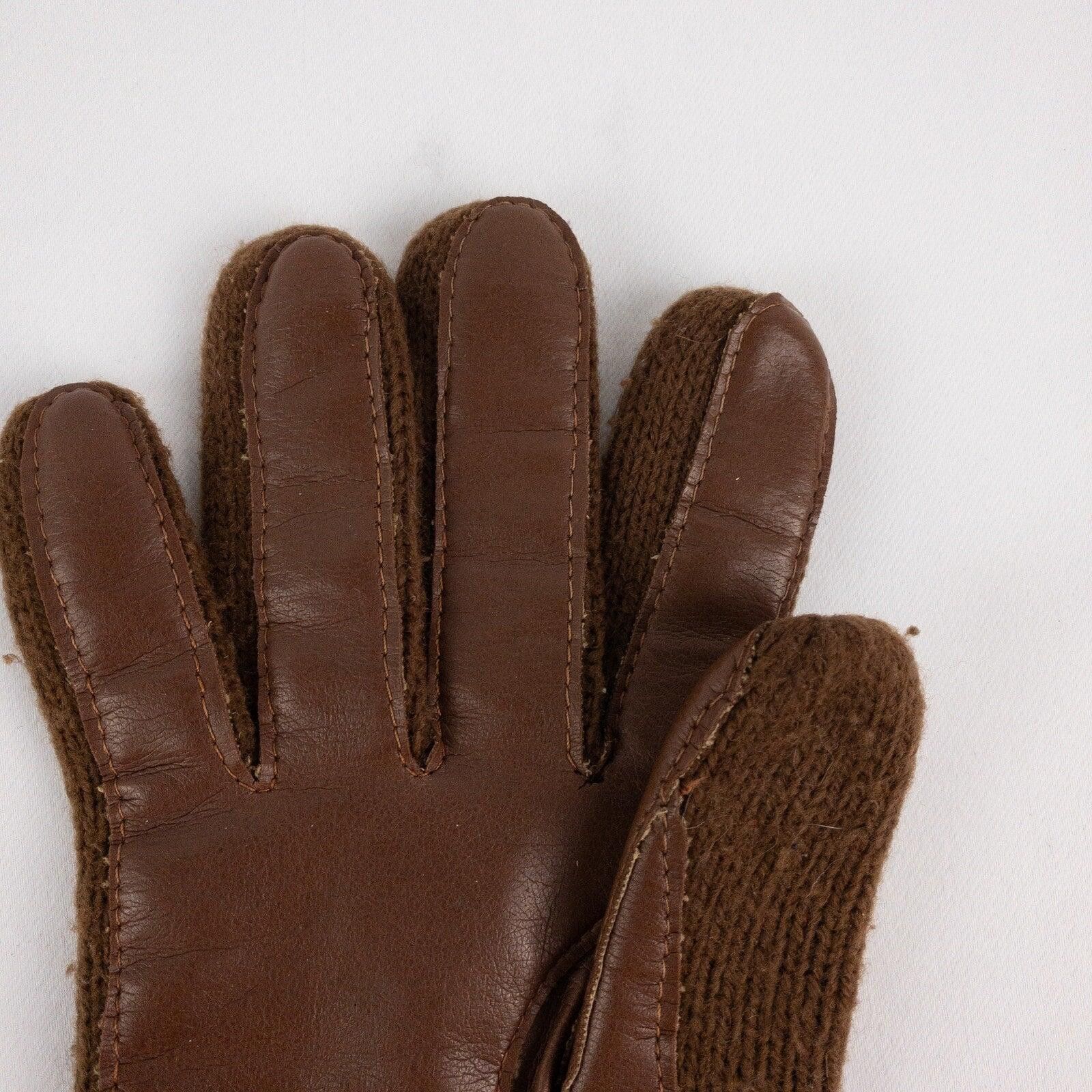 Arts & Science Aris Vintage Brown Knit Fabric Vinyl Gloves Womens One Size Size ONE SIZE - 5 Thumbnail