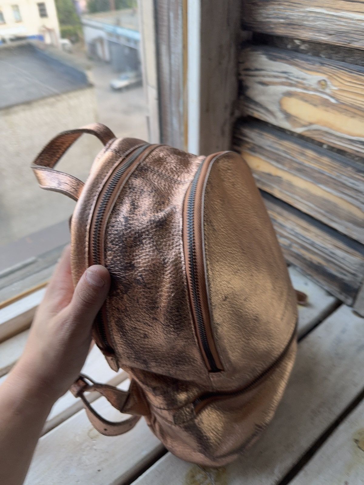 LIEBESKIND BERLIN Vintage LIEBESKIND BERLIN faded Leather backpack pink gold Size ONE SIZE - 5 Thumbnail