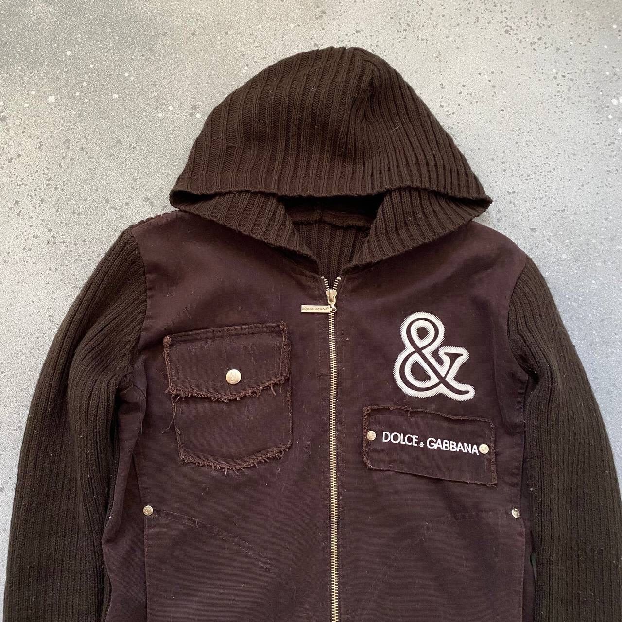 Dolce & Gabbana D&G Dolce & Gabbana Vintage Brown Knit Zip Sweatshirt Jacket Size M / US 6-8 / IT 42-44 - 2 Thumbnail