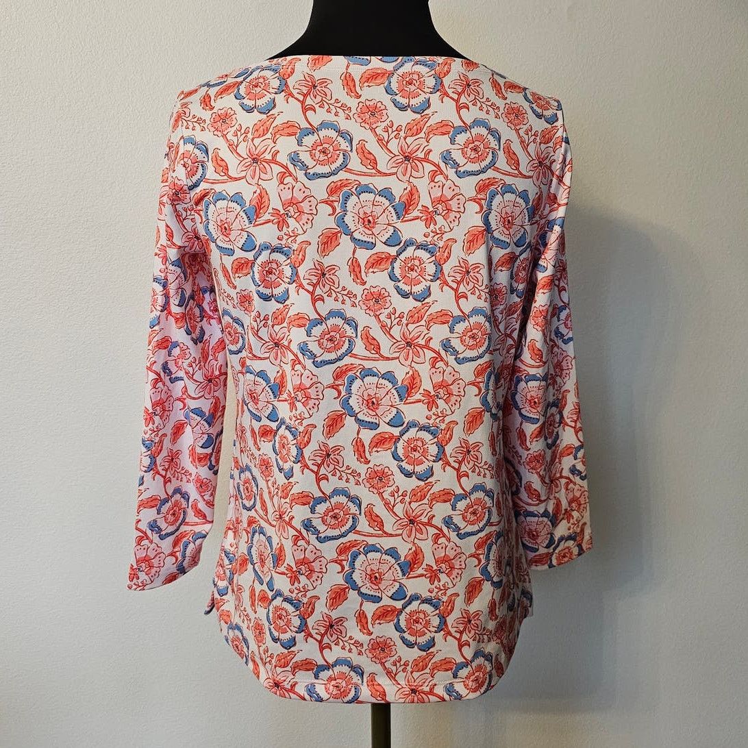 Vineyard Vines Vineyard Vines Casual Sankaty Floral 3/4 Sleeve Shirt Top XS Size XS / US 0-2 / IT 36-38 - 3 Thumbnail