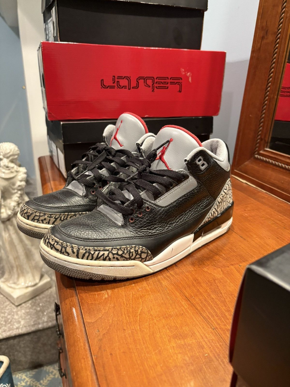 Jordan Brand × Nike Pre Owned 2011 Nike Air Jordan Retro 3 black cement. Size US 9.5 / EU 42-43 - 1 Thumbnail