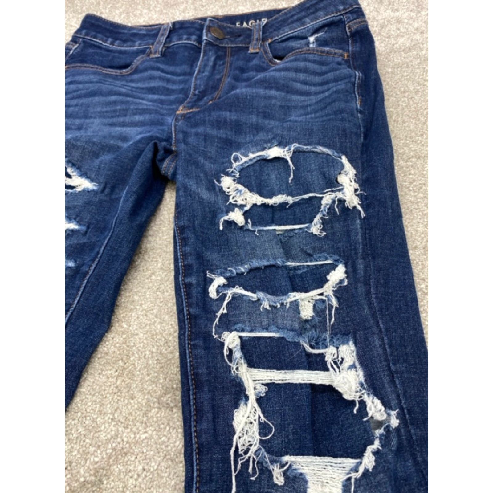 American Eagle Outfitters VINTAGE American Eagle Next Level Jeans Womens 6 Long Denim Blue High Rise Jegging Size 28" / US 6 / IT 42 - 6 Thumbnail