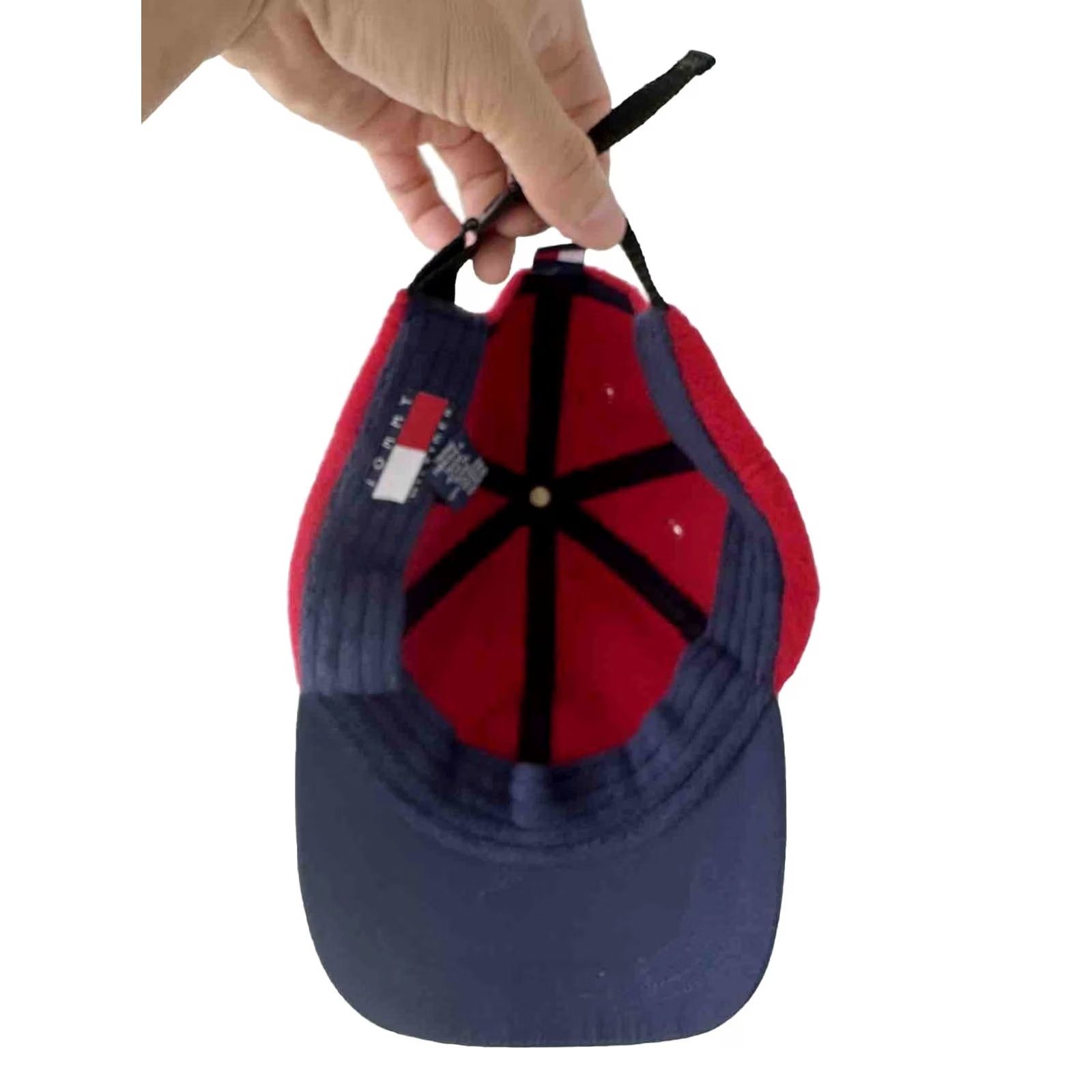 Tommy Hilfiger VINTAGE Tommy Hilfiger Hat Cap Red Fleece Blue Brim 90s VTG Strapback Coldstop Men Size US M / EU 48-50 / 2 - 4 Thumbnail