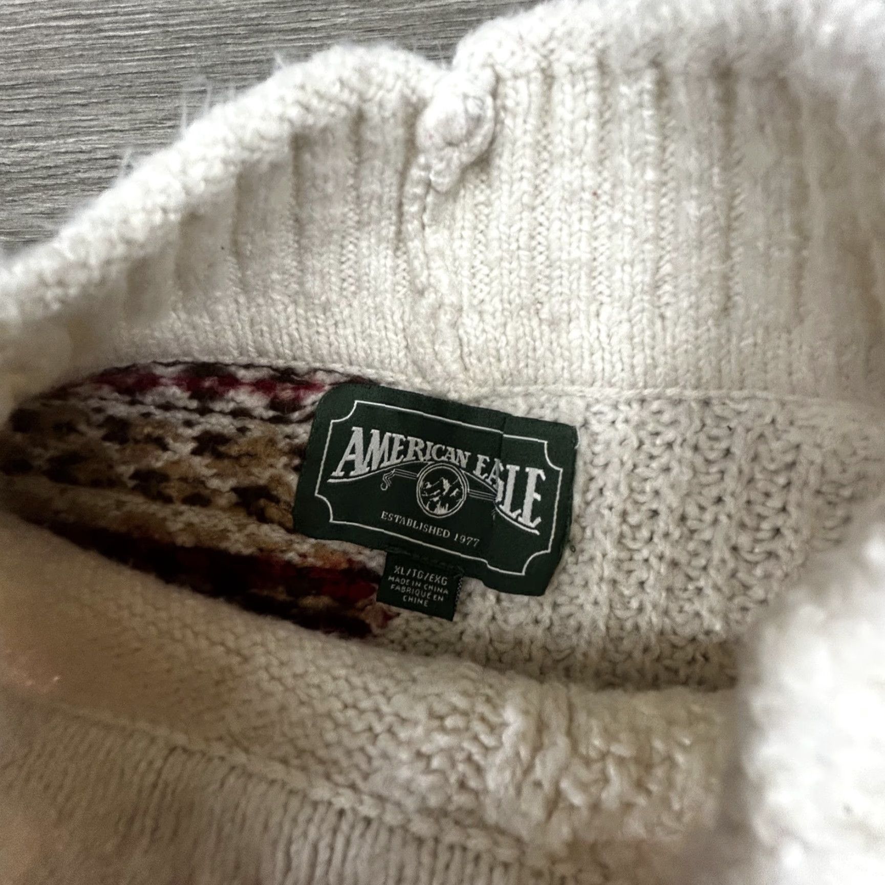 American Eagle Outfitters VINTAGE American Eagle Outfitters Sweater Womens XL White Fair Isle Mock Neck Christmas Y2K Size XL / US 12-14 / IT 48-50 - 5 Thumbnail