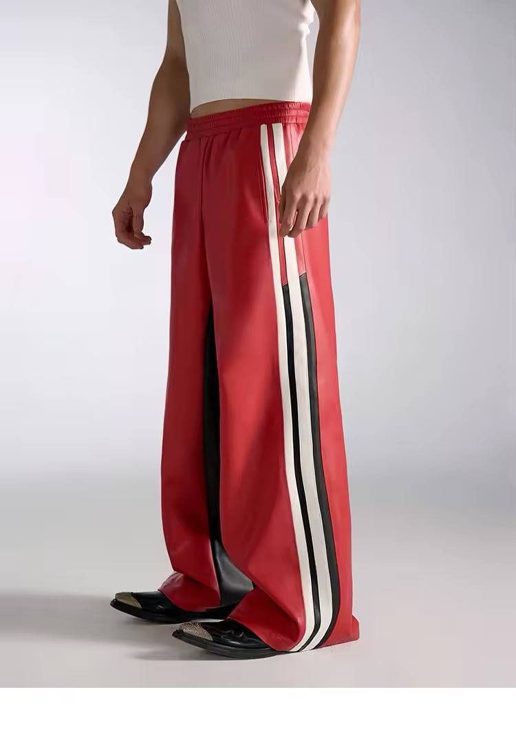 Japanese Brand × Vintage leather wide pants with an elastic waist. Size US 36 / EU 52 - 1 Thumbnail