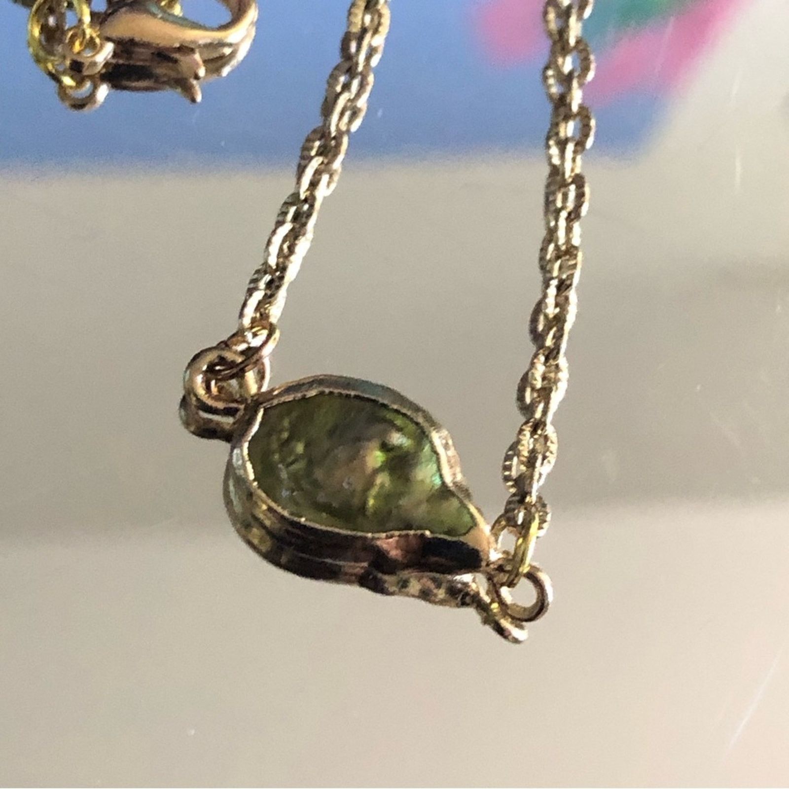 Handmade Handcrafted gold frame mother of pearl necklace Size ONE SIZE - 10 Thumbnail