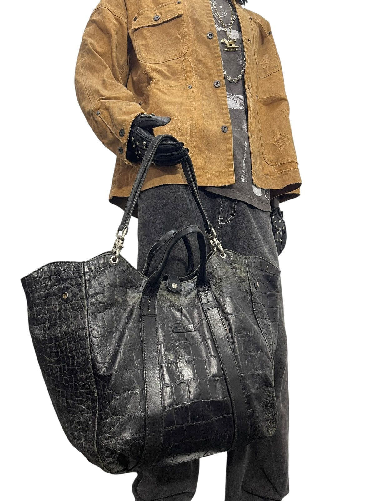 Genuine Leather Crocodile Embossed Daniel & Bob Leather Shoulder Bag 1🟩2 Size ONE SIZE - 4 Thumbnail