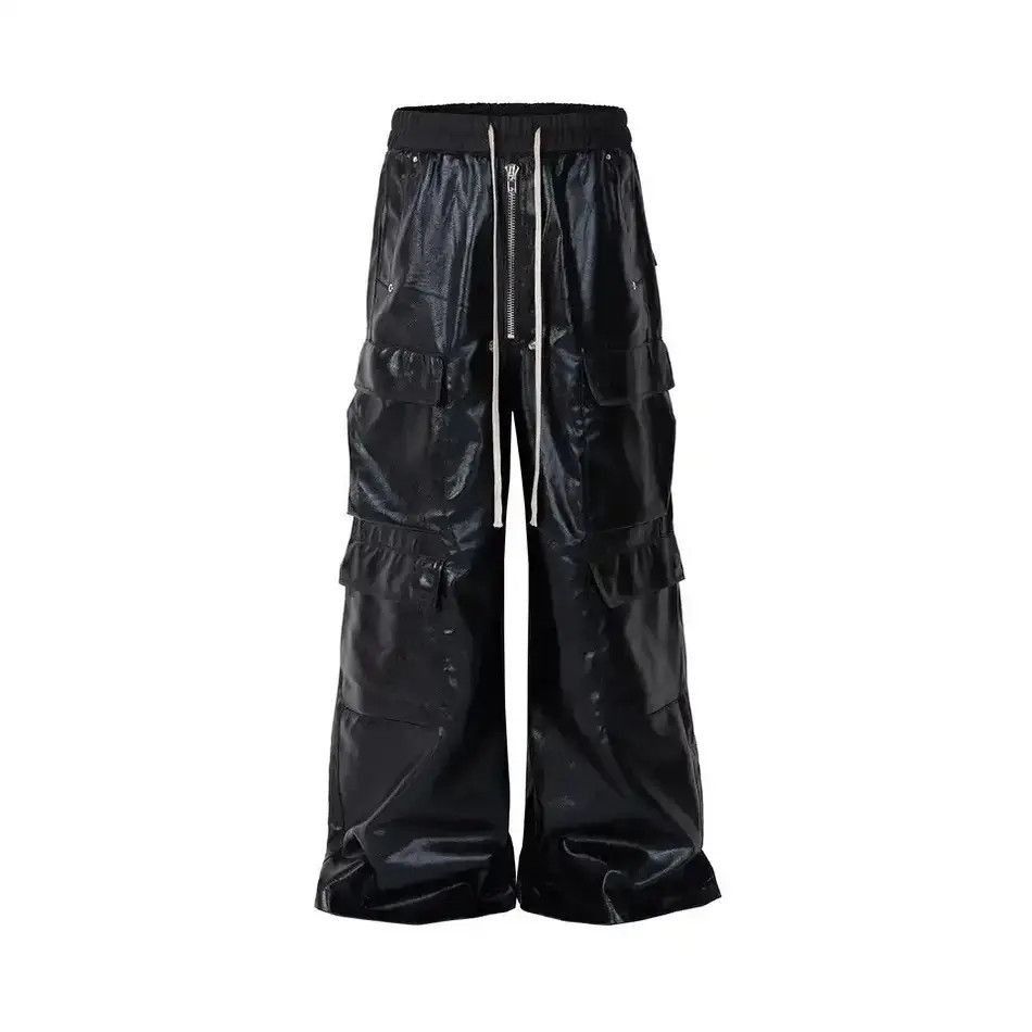 Japanese Brand RO Style Glossy Black Pu Leather Pants Hombre Baggy Size US 32 / EU 48 - 5 Thumbnail