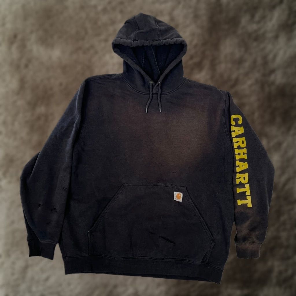 Carhartt Carhartt Hoodie Sweatshirt Mens XL Black Logo Pocket Hooded Pullover Crew Neck Fleece Cotton Polyester Size US XL / EU 56 / 4 - 1 Thumbnail