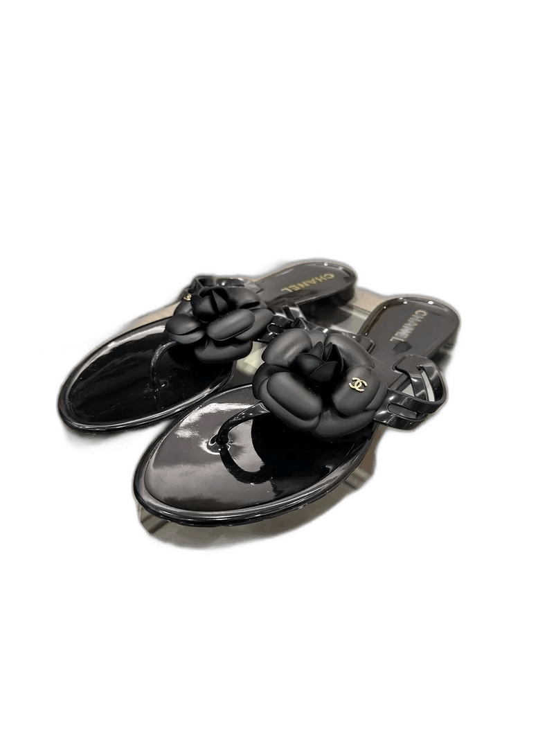 Chanel Chanel Black Camellia Women's Sandals Size 38 -2505 Size US 8 / EU 41 - 1 Thumbnail