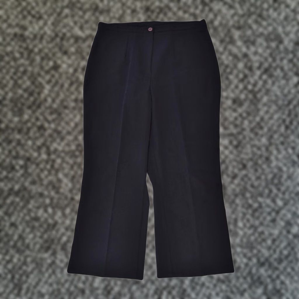 Vintage VINTAGE Womens Bootcut Suit Trousers Medium W28 L27 Black Classic Size 32" / US 10 / IT 46 - 1 Thumbnail