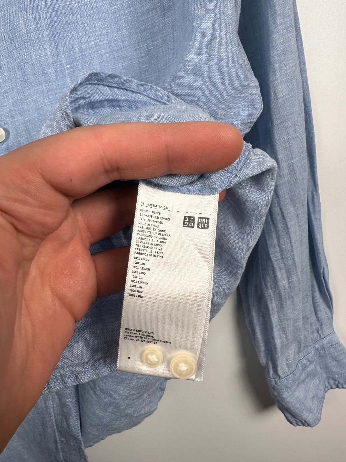 Uniqlo Uniqlo 100% Linen Buttons Up Long Sleeve Shirt Blue Size M Size US M / EU 48-50 / 2 - 5 Thumbnail