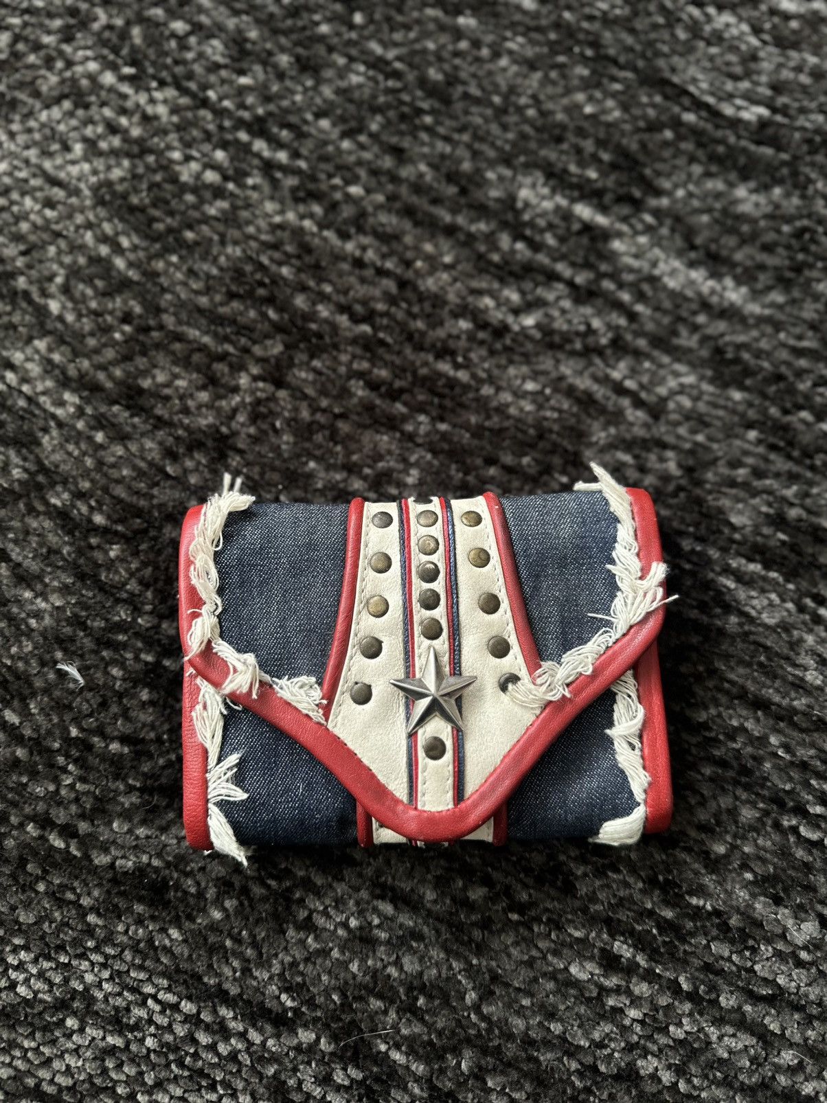 KMRii Kmrii leather trim star embellished Tri-Fold Wallet | Grailed