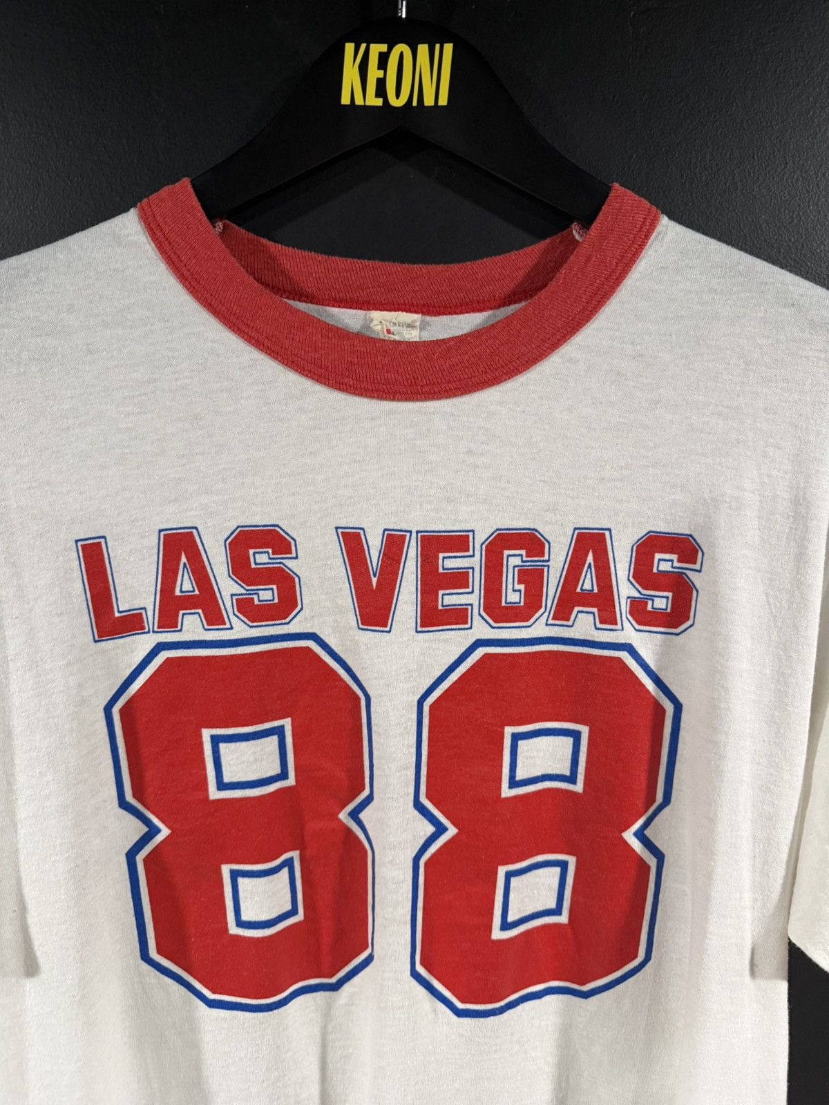 Vintage 1980s Vintage Las Vegas 88 Single Stitch Grunge Ringer Tee L Size US L / EU 52-54 / 3 - 2 Thumbnail