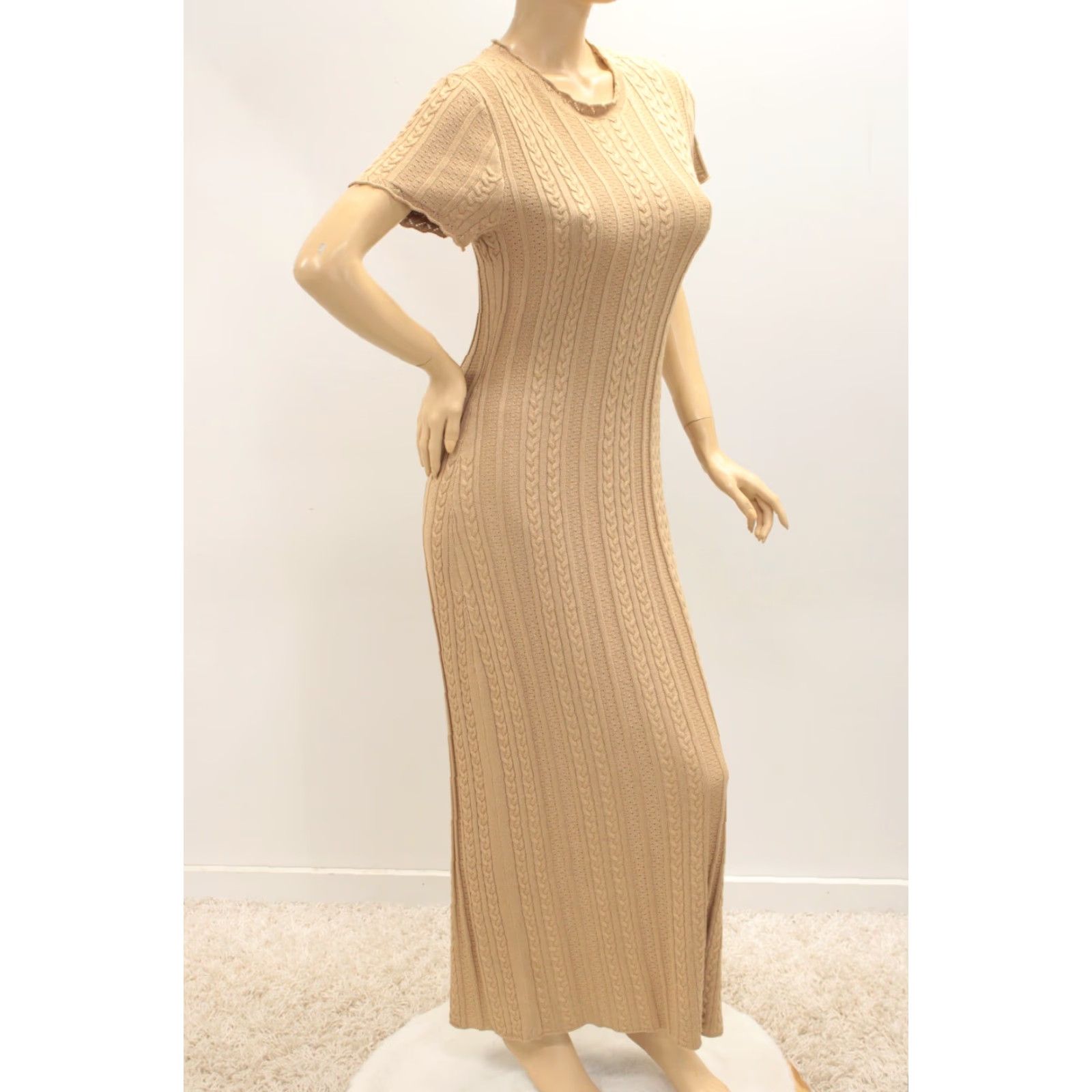 Show Me Your MuMu Show Me Your Mumu Maxi Sweater Dress Women's L Gold Cable knit Sparkly Party Dress Size L / US 10 / IT 46 - 5 Thumbnail