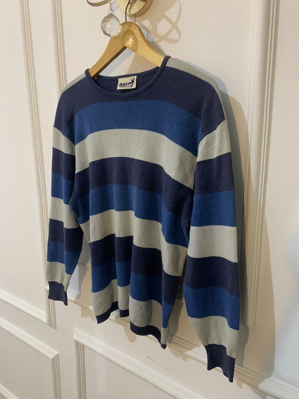 Hai Sporting Gear × Issey Miyake × Vintage 90s Hai Sporting gear Long Sleeve striped by Issey miyake Size US M / EU 48-50 / 2 - 2 Thumbnail