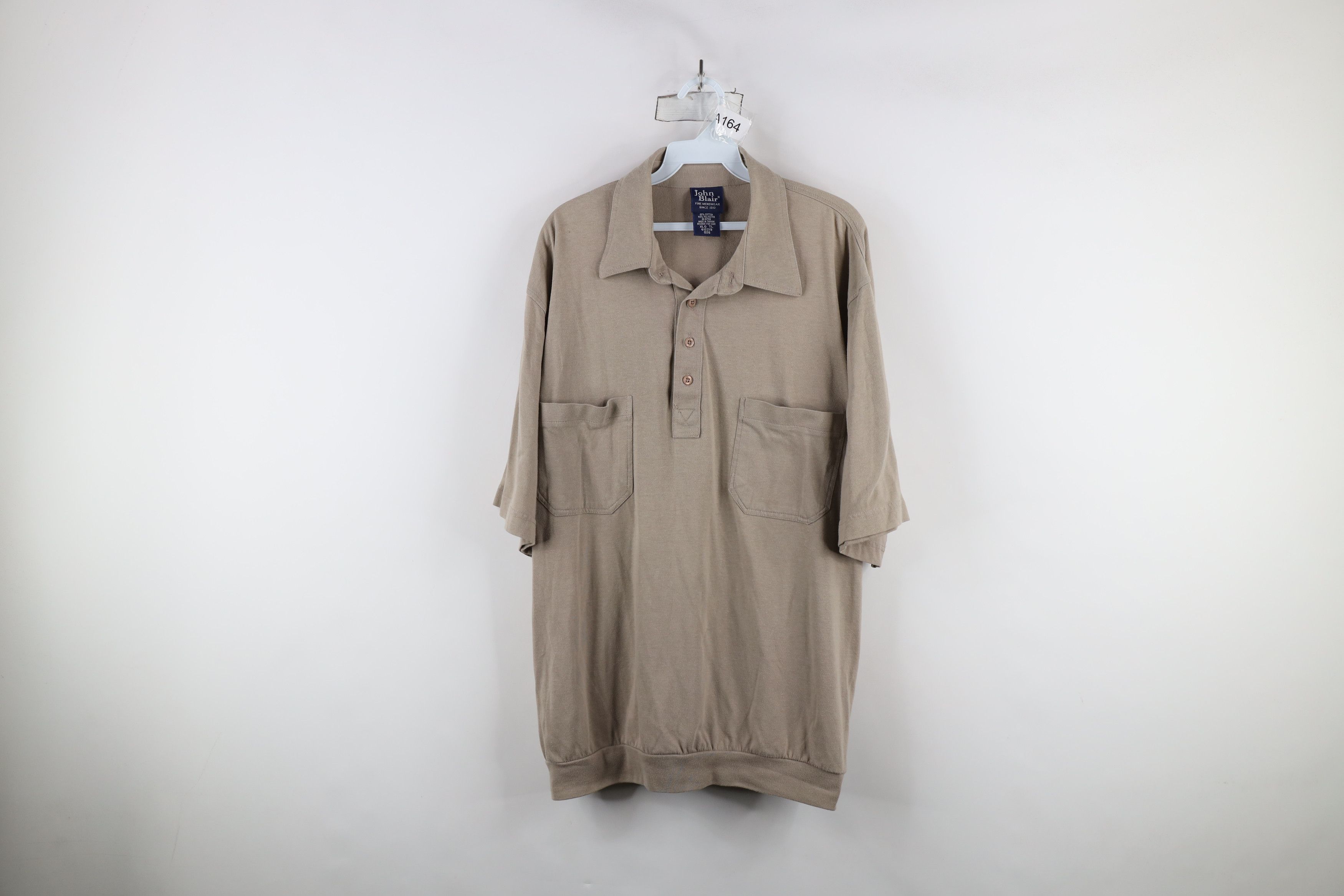 Vintage Vintage 90s Streetwear Collared Pullover Polo Shirt Beige Size US XL / EU 56 / 4 - 1 Thumbnail