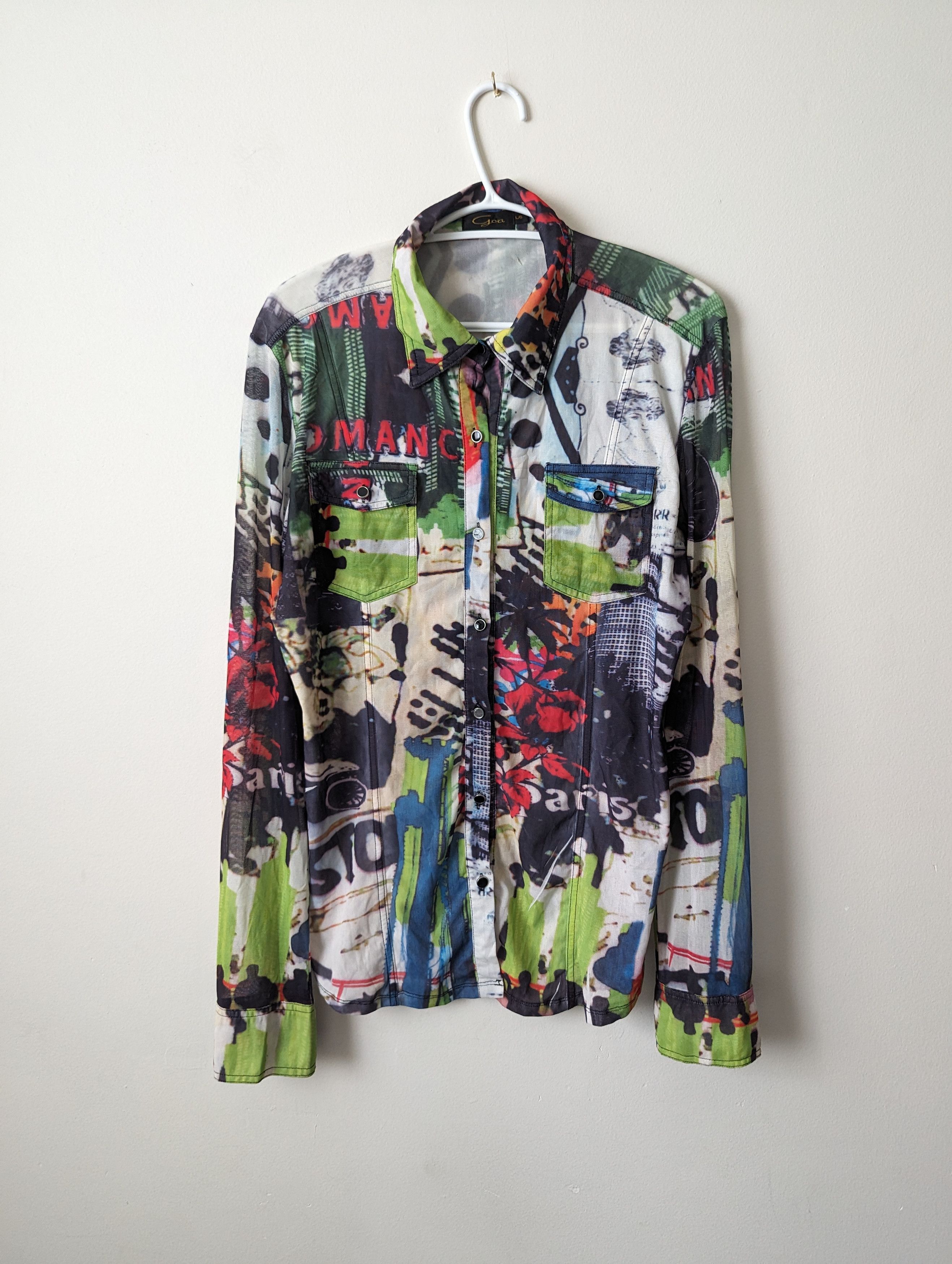 Cop Copine Vintage Mesh Print Button Up Shirt Size L / US 10 / IT 46 - 1 Thumbnail
