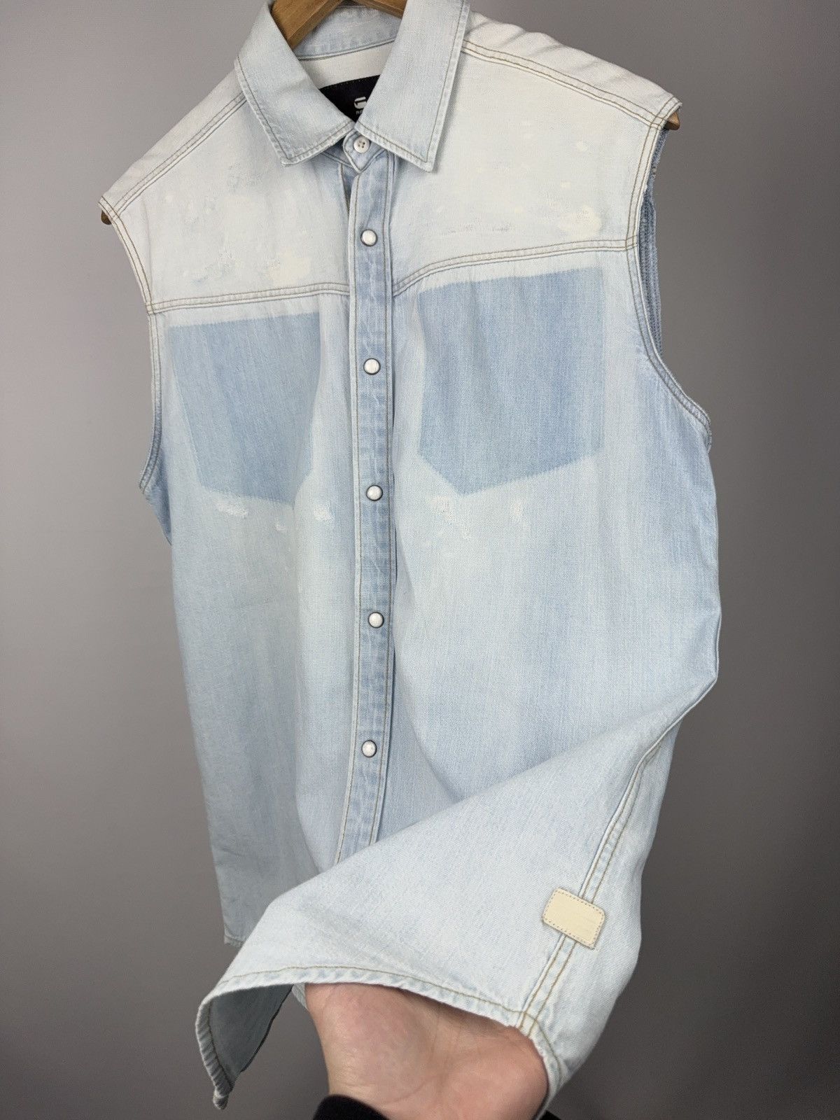 G-Star 00s G-Star RAW Western Sleeveless Light Wash Denim Shirt S Size US S / EU 44-46 / 1 - 3 Thumbnail