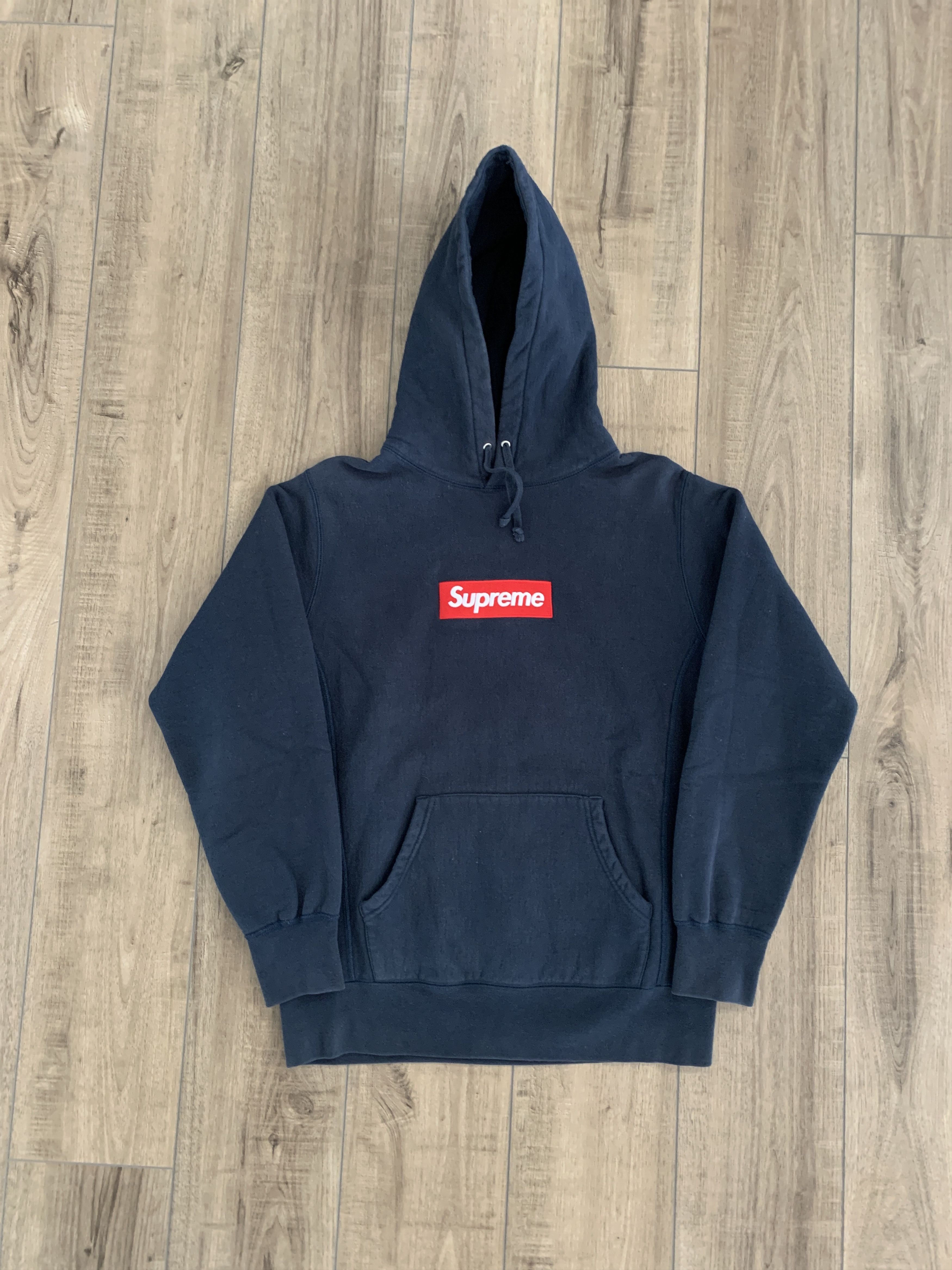 Supreme Supreme Navy Arch Logo Spell Out Thermal Zip Hoodie M