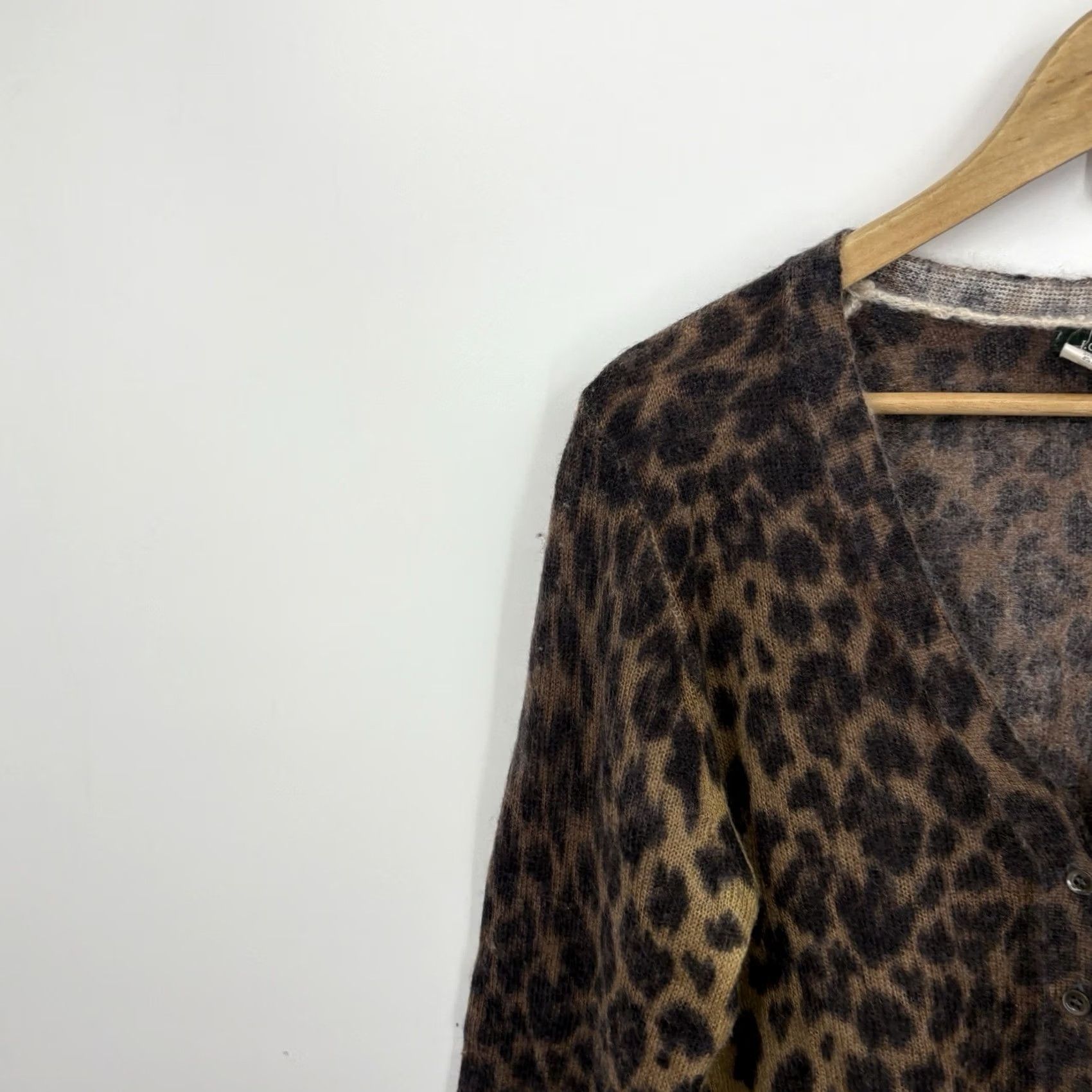 J.Crew J.CREW Brown Leopard Cardigan Sweater XLarge Indie Sleaze Alt Grunge 2010s Y2K Mohair Size XL / US 12-14 / IT 48-50 - 3 Thumbnail