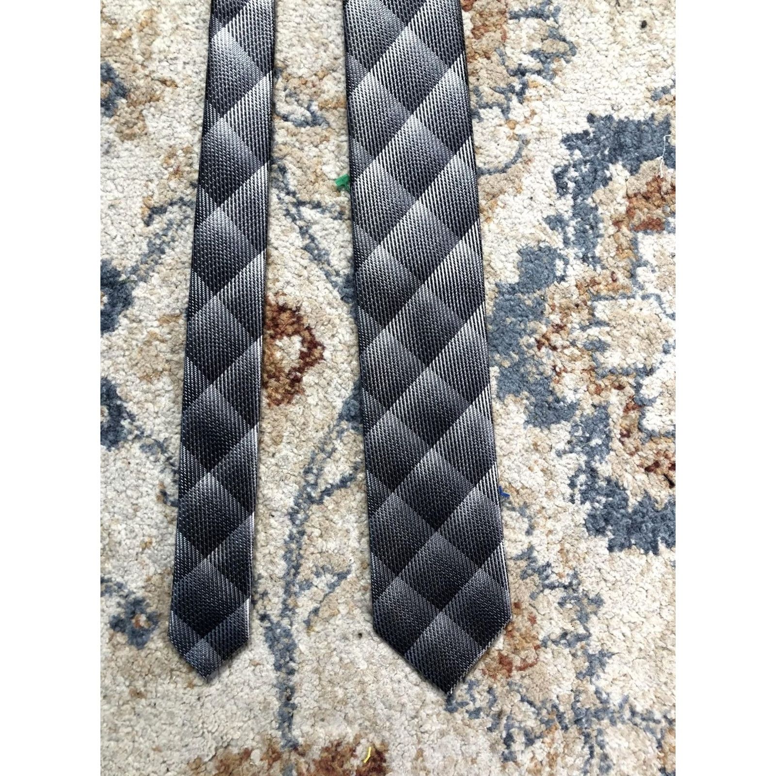 Ermenegildo Zegna Ermenegildo Zegna Tie Mens One Size Gray Plaid Silk Jacquard Made In Italy Size ONE SIZE - 2 Thumbnail