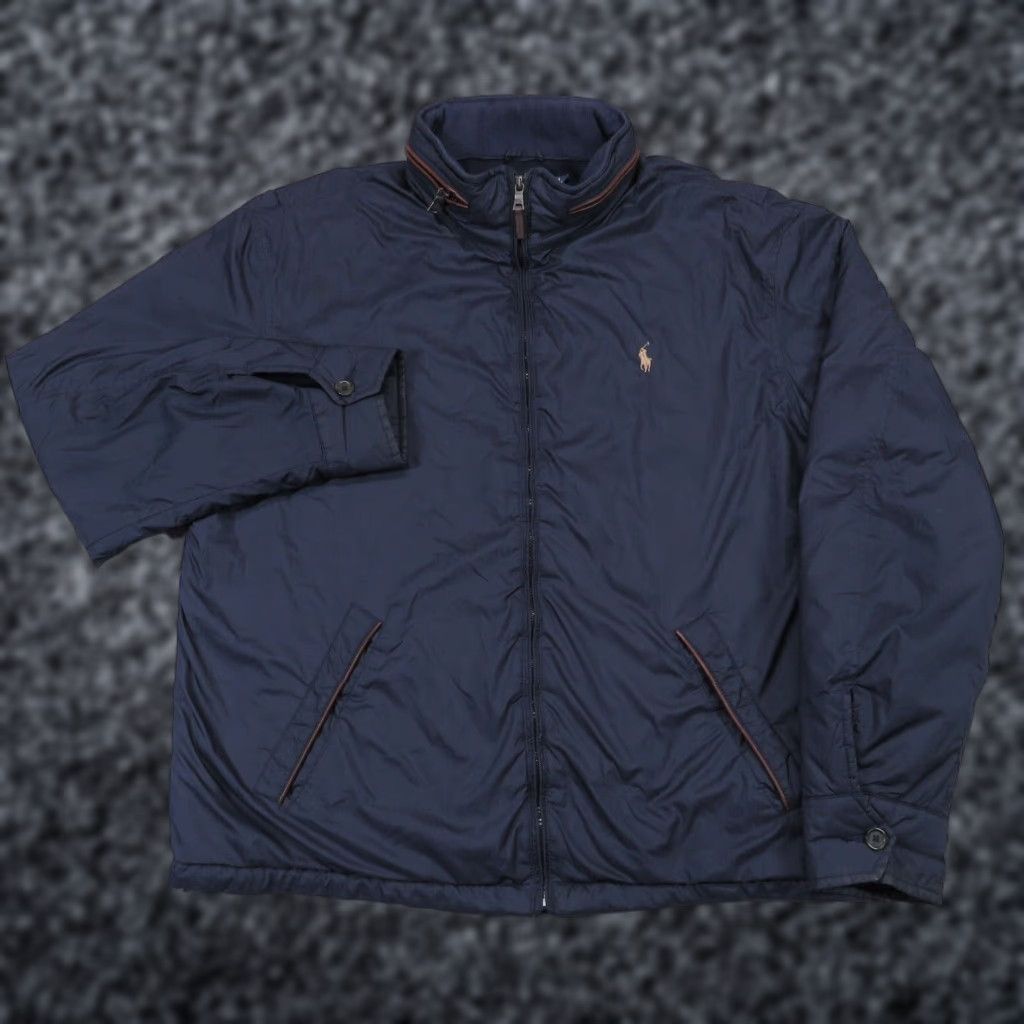 Polo Ralph Lauren VINTAGE Polo Ralph Lauren Jacket Men XL Navy Leather Trim Pony Fleece Lined Coat Size US XL / EU 56 / 4 - 1 Thumbnail