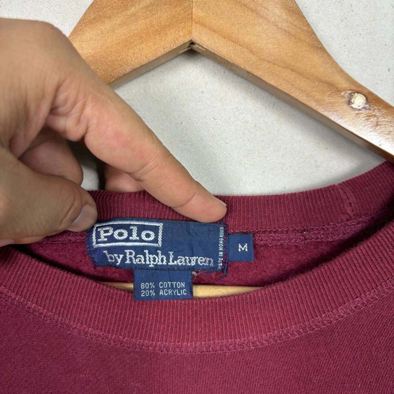 Polo Ralph Lauren Vintage 90s Polo Ralph Lauren Maroon Raglan Sweatshirt M Size US M / EU 48-50 / 2 - 4 Thumbnail
