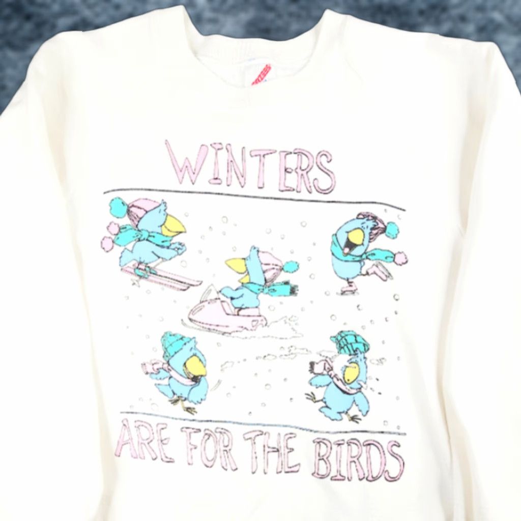 Jerzees VINTAGE Ski Birds Sweatshirt Mens Size Small White 80s Snowmobile Made In USA Size US S / EU 44-46 / 1 - 1 Thumbnail