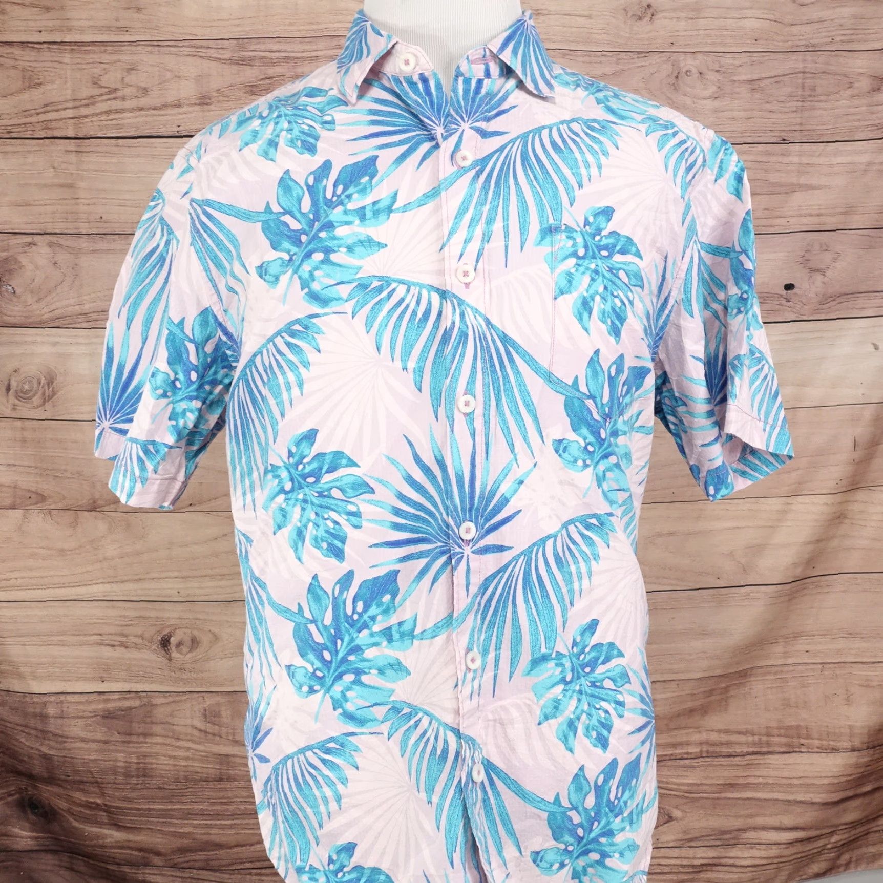 Tommy Bahama TOMMY BAHAMA Floral Button-Up Hawaiian Shirt, Pink Teal, 100% Cotton, Long Sleeve, Adult Large, Mens Size US L / EU 52-54 / 3 - 3 Thumbnail