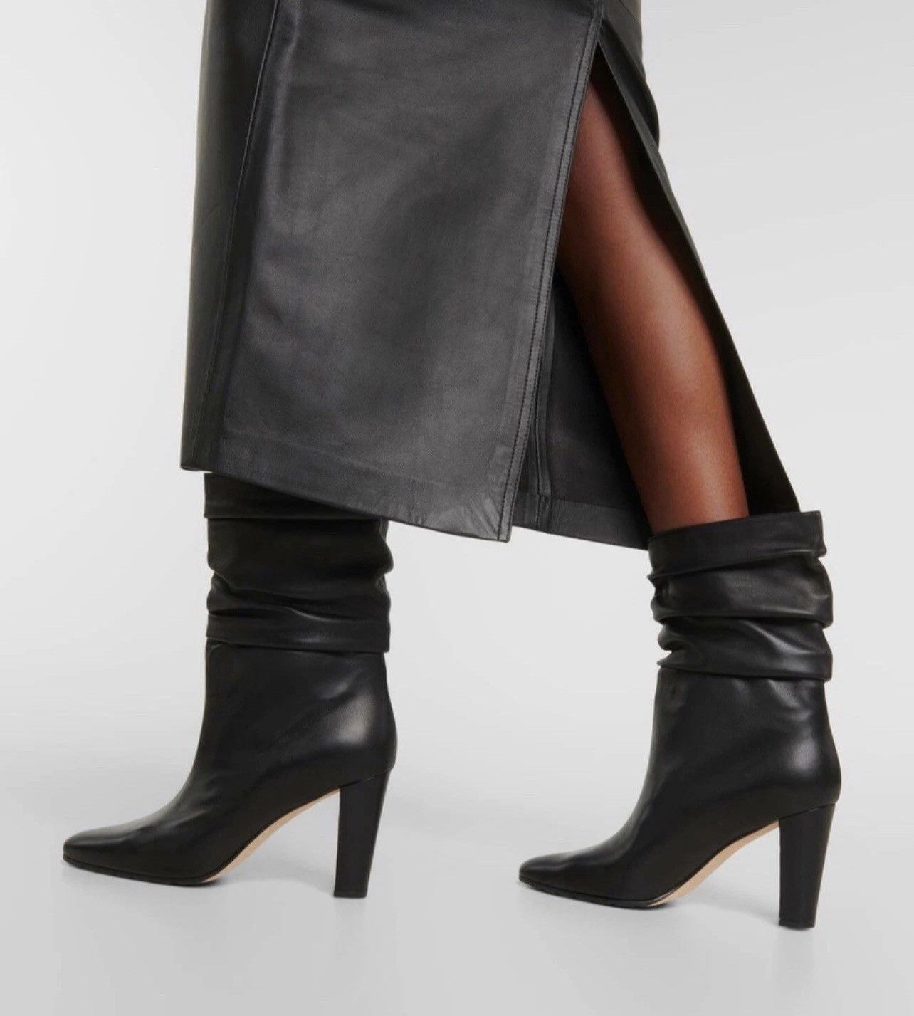 Manolo Blahnik Manolo Blahnik Calasso 90MM Ruched Leather Boots size 38 Size US 8 / IT 38 - 2 Thumbnail