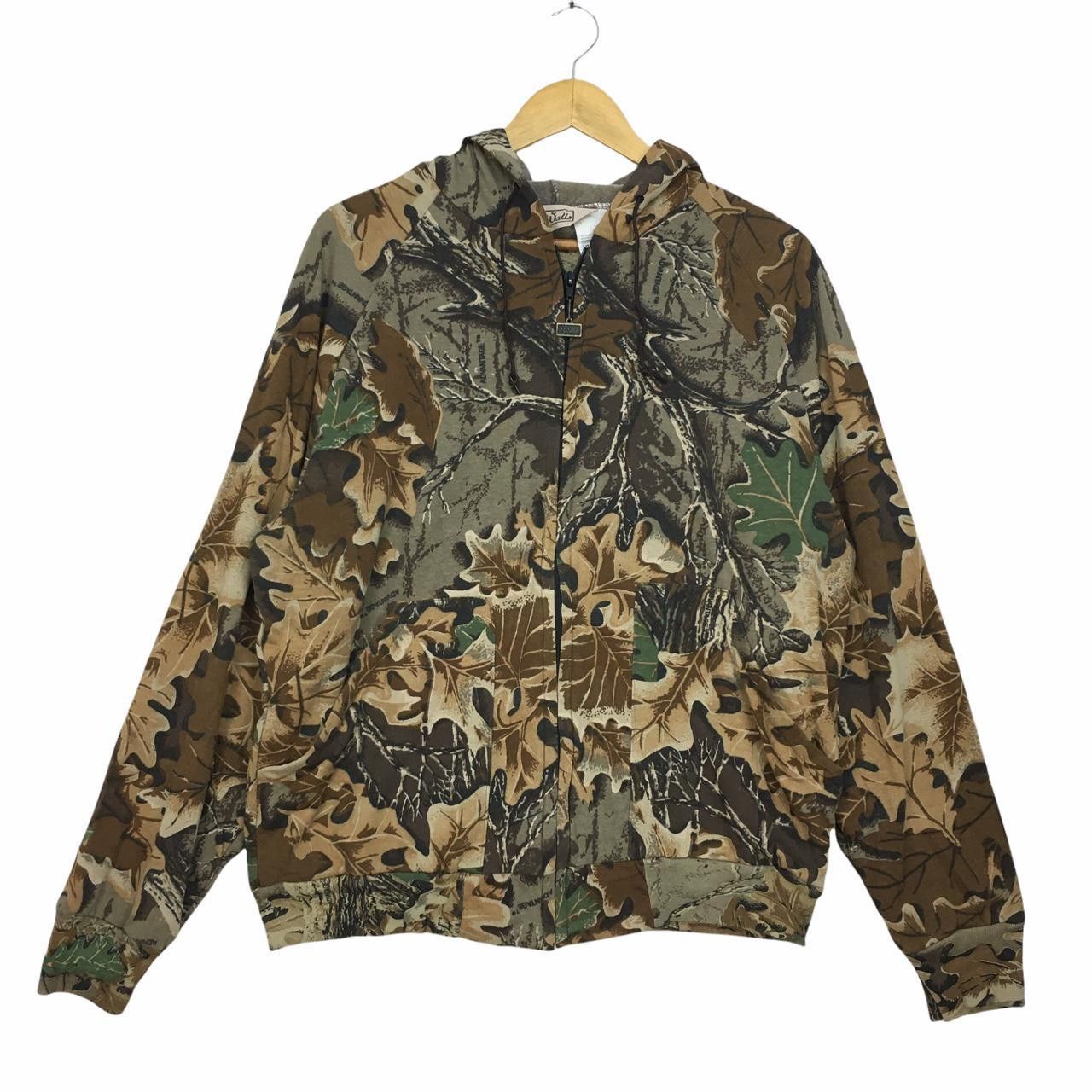 Vintage Vtg WALLO Zip Up Hoodie Jacket Full Print Camo Forest Size US XL / EU 56 / 4 - 1 Thumbnail