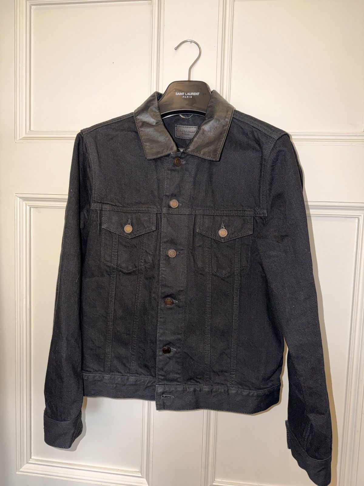 Leather trimmed Denim Jacket