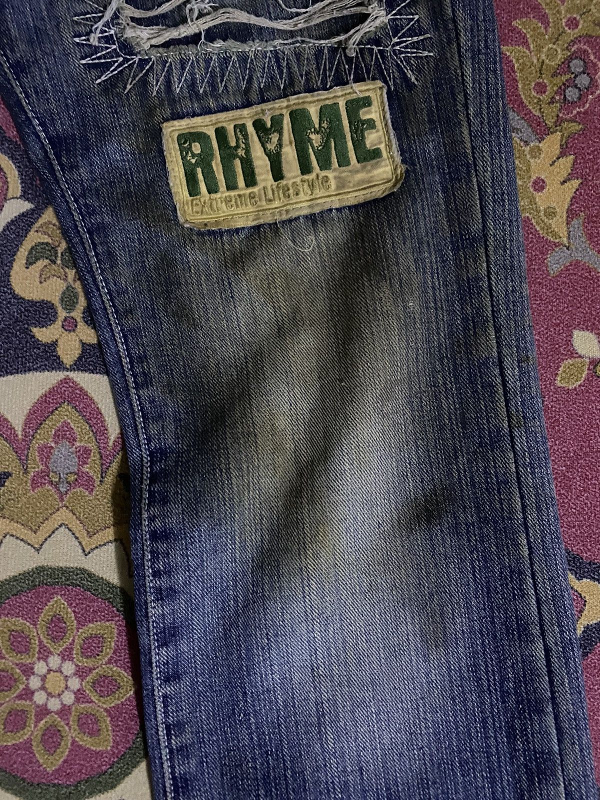 If Six Was Nine × Japanese Brand × Le Grande Bleu (L.G.B.) Japanese Brand RHYME Distressed Denim Pant Size US 33 - 5 Thumbnail