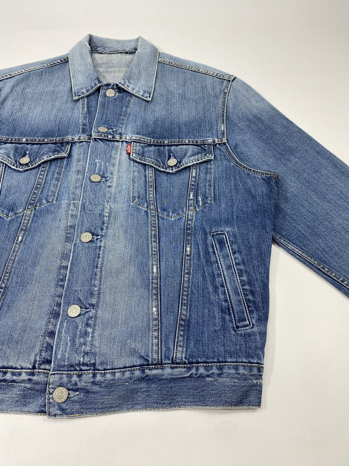 Levi's 🔥LASTDROP🔥 Levis Distressed Style Denim Jeans Trucker Jacket Size US L / EU 52-54 / 3 - 4 Thumbnail