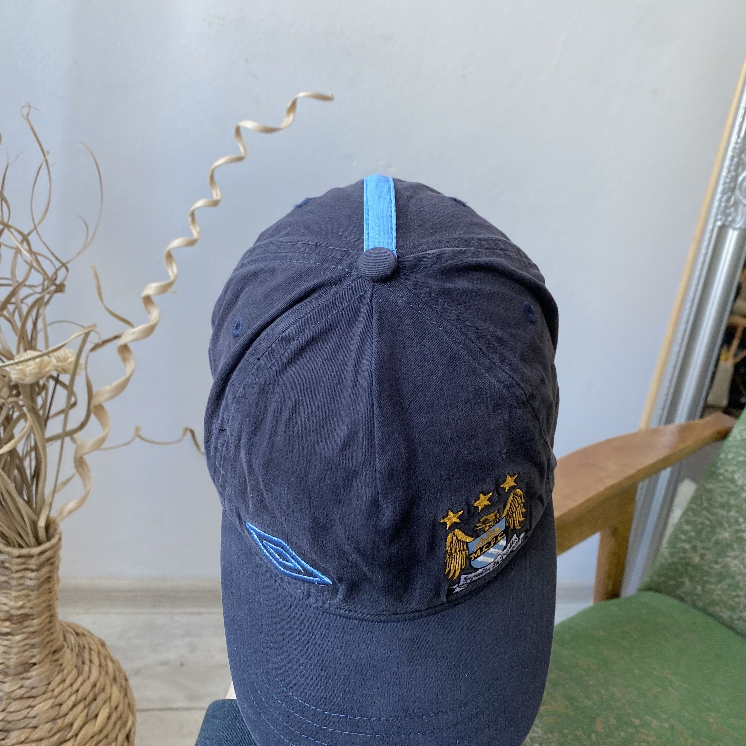 Umbro ⚽️ Vintage Umbro Manchester City cap Jersey Blockore Drill Size ONE SIZE - 5 Thumbnail