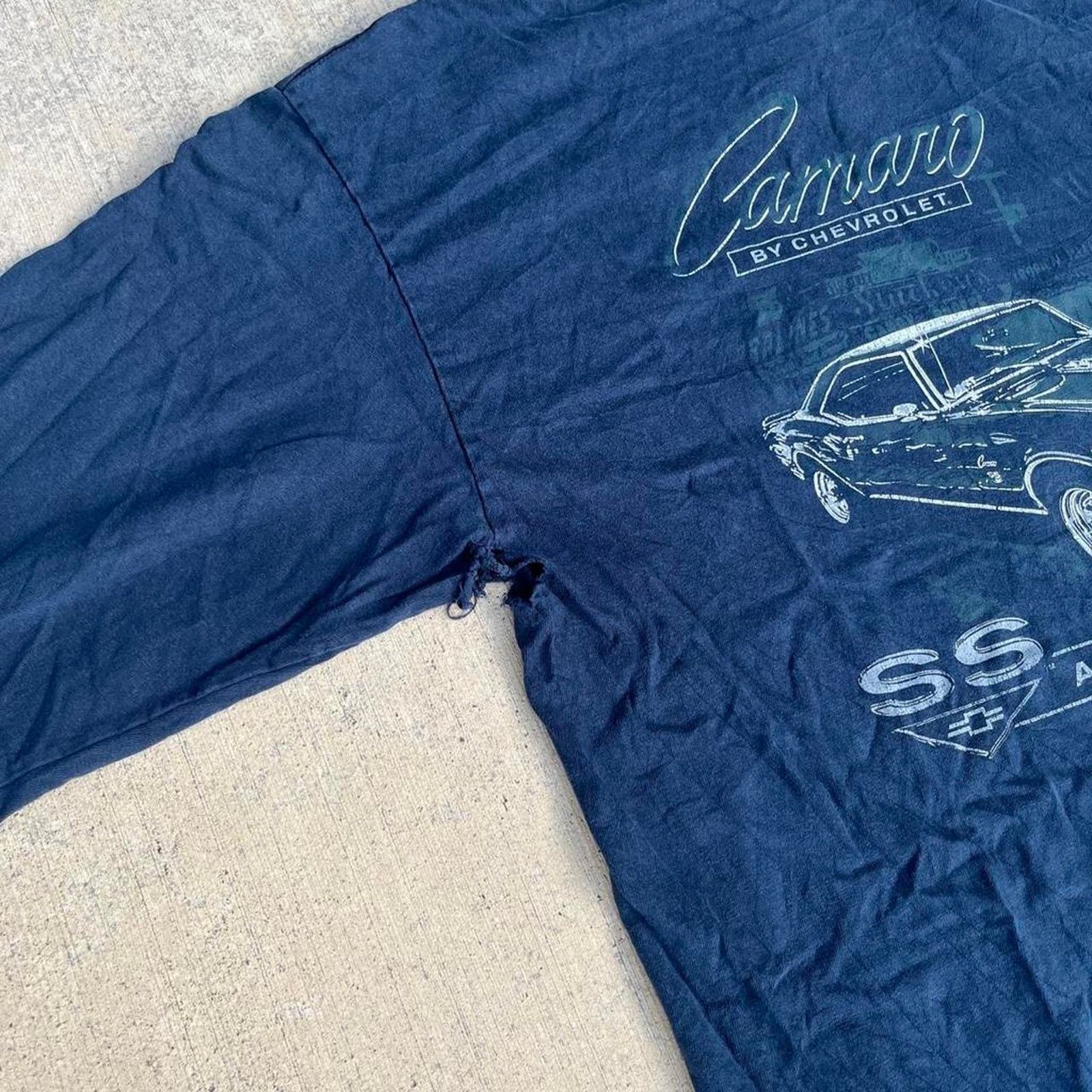 AAA American Muscle Camaro Distressed Navy Long Sleeve Chevy Car Size US L / EU 52-54 / 3 - 3 Thumbnail