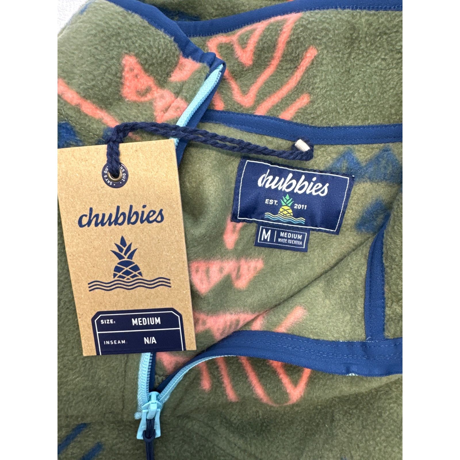 Chubbies Chubbies “Naturalist” 1/4 zip Green Fleece Pullover men sz M Size US M / EU 48-50 / 2 - 6 Thumbnail